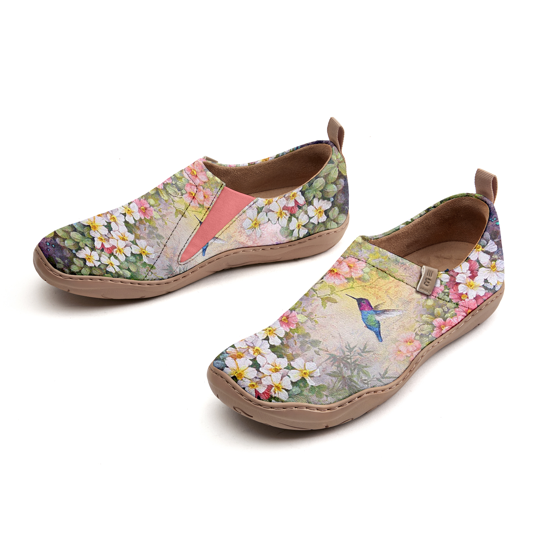 Yiume Women's Art Slip-On Casual Canvas Shoes Floral Hummingbird Whimsy Print Painted,100% Cotton