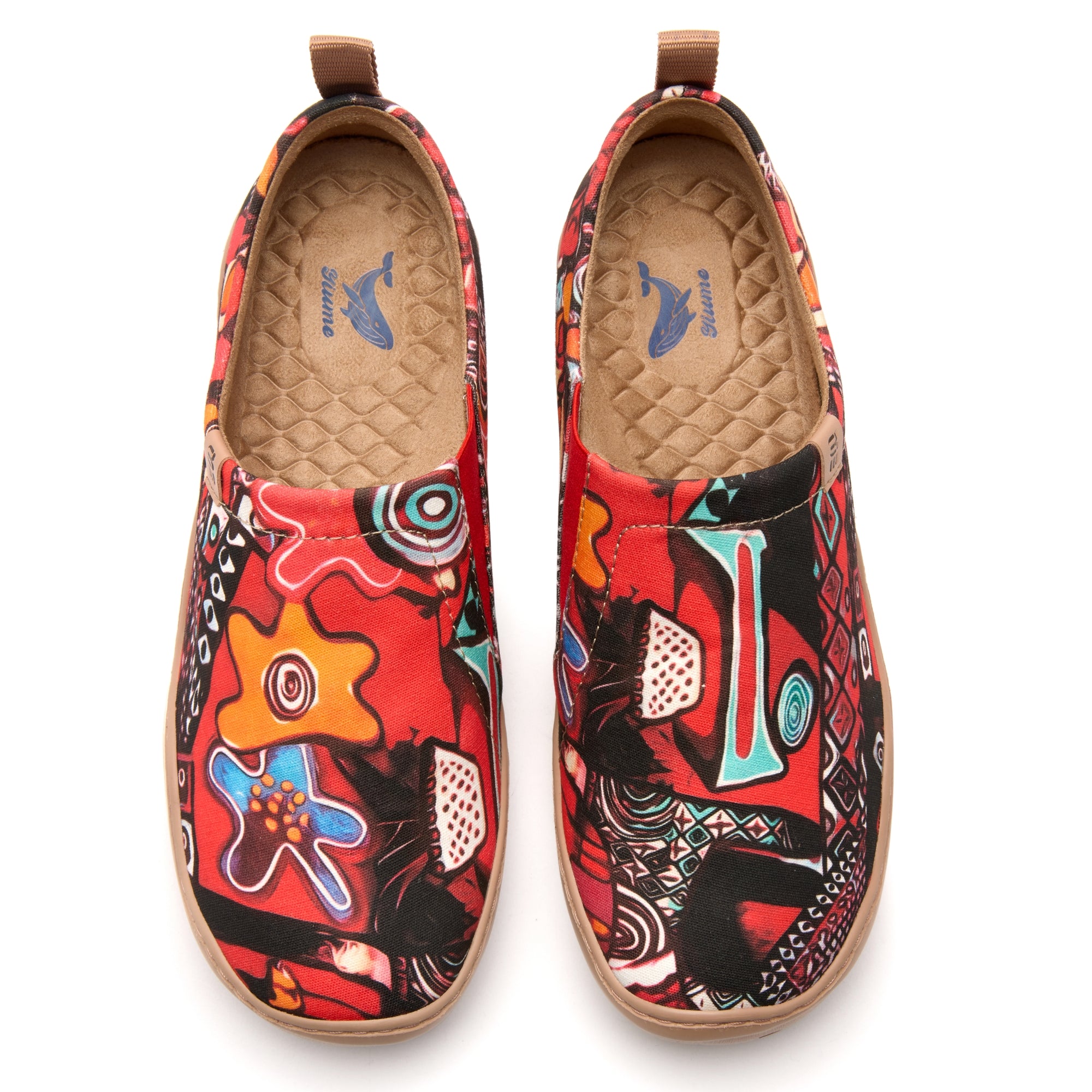 Abstract Artistry Statement Women's Slip-On Shoes, 100% Polyester Textured Yarn, Painted Canvas Sneakers