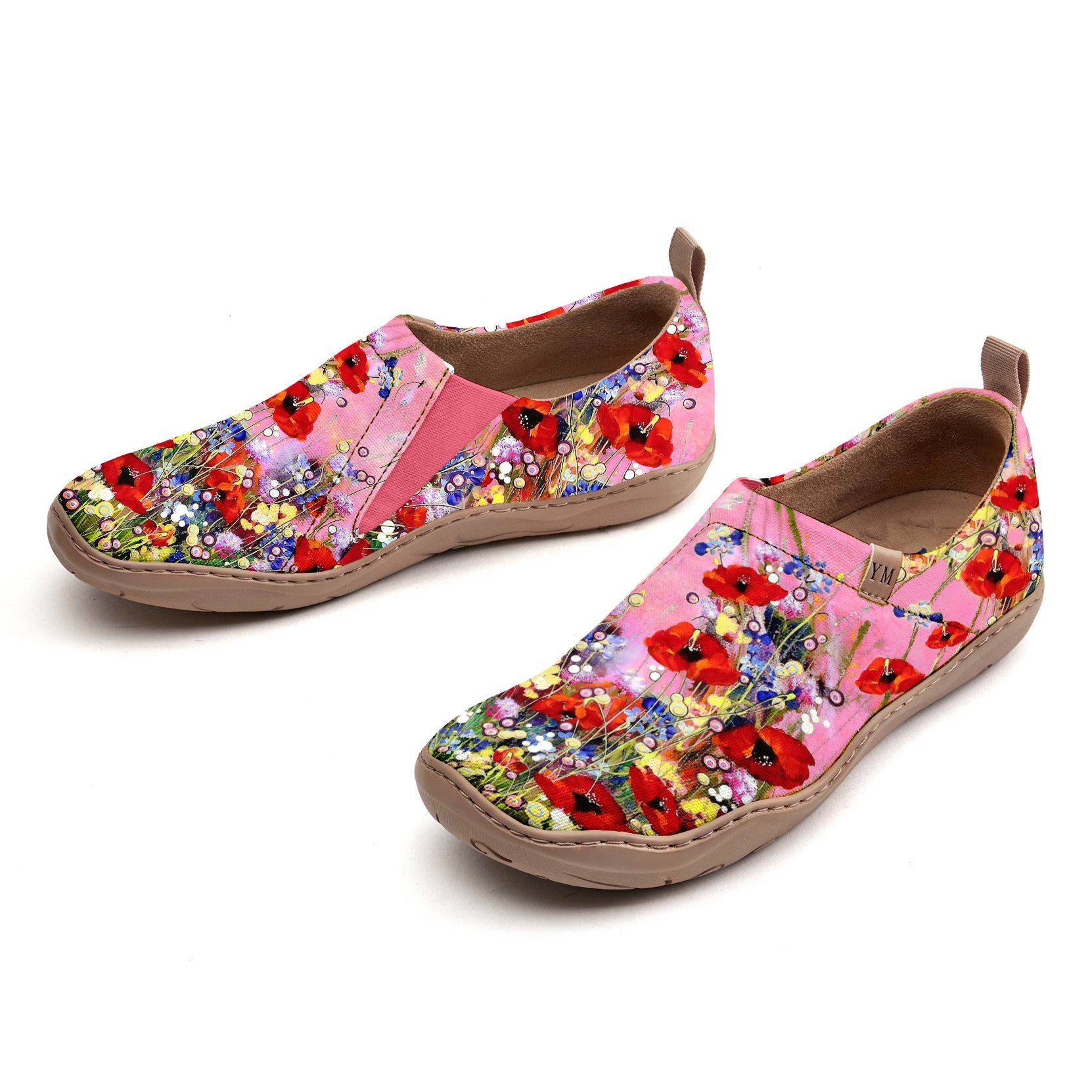 Yiume Women's Art Slip-On Casual Canvas Shoes Wildflower Whisper Pink Painted,100% Cotton