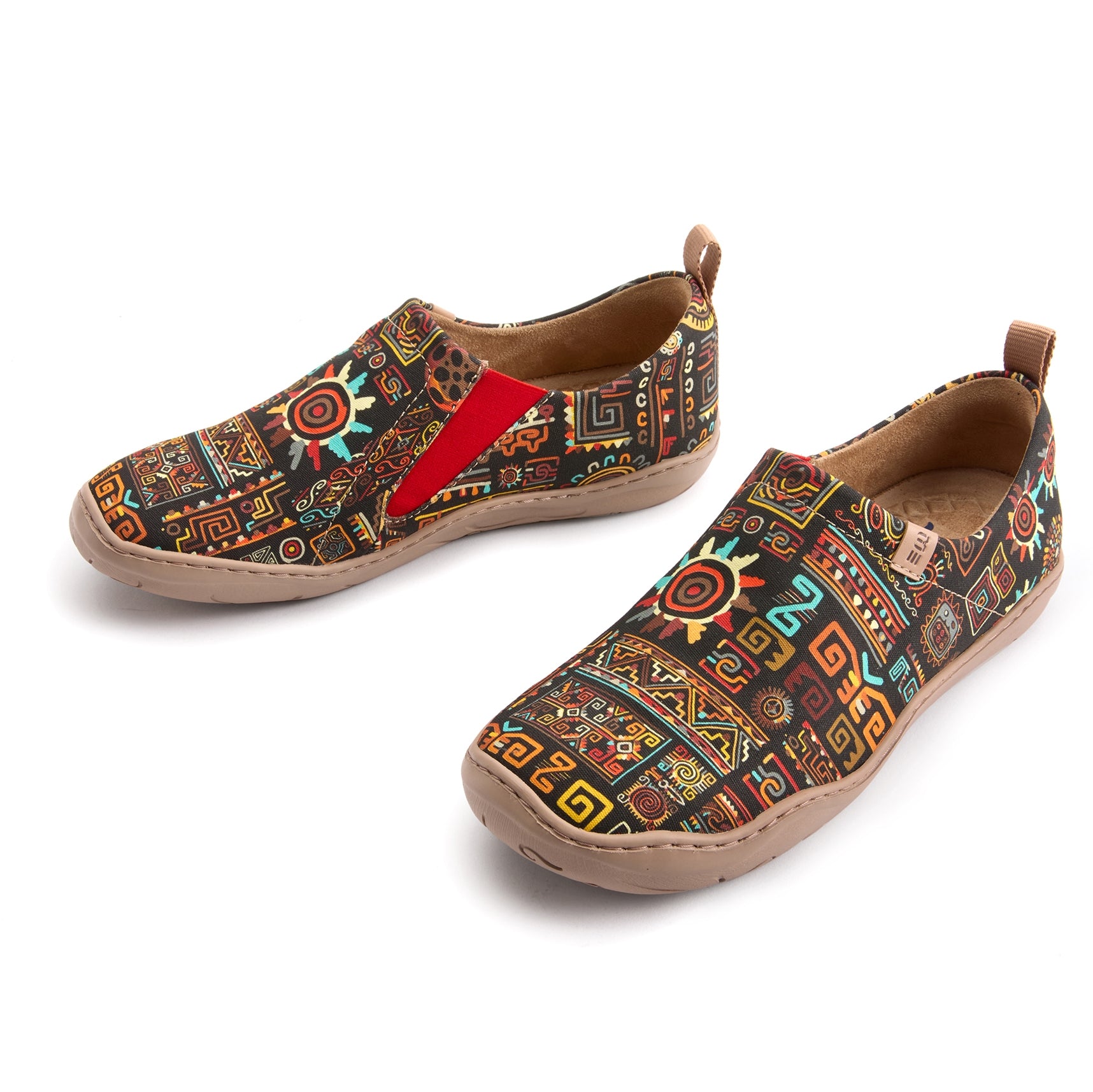 Ethnic Vibes Women's Slip-On Shoes, 100% Polyester Textured Yarn, Painted Canvas Sneakers