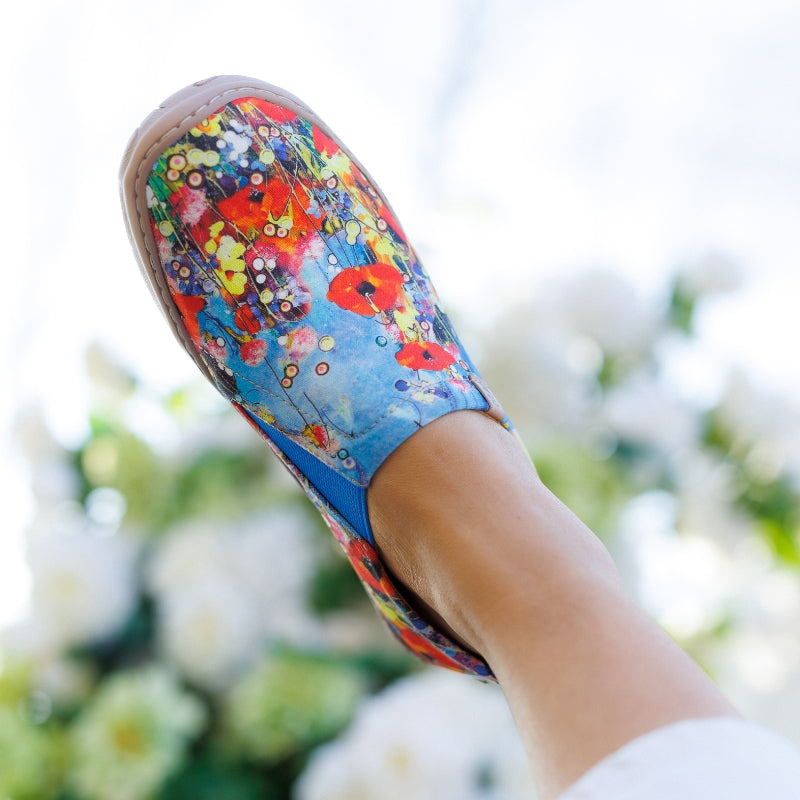 Yiume Women's Art Slip-On Casual Canvas Shoes Wildflower Whisper Blue Painted,100% Cotton