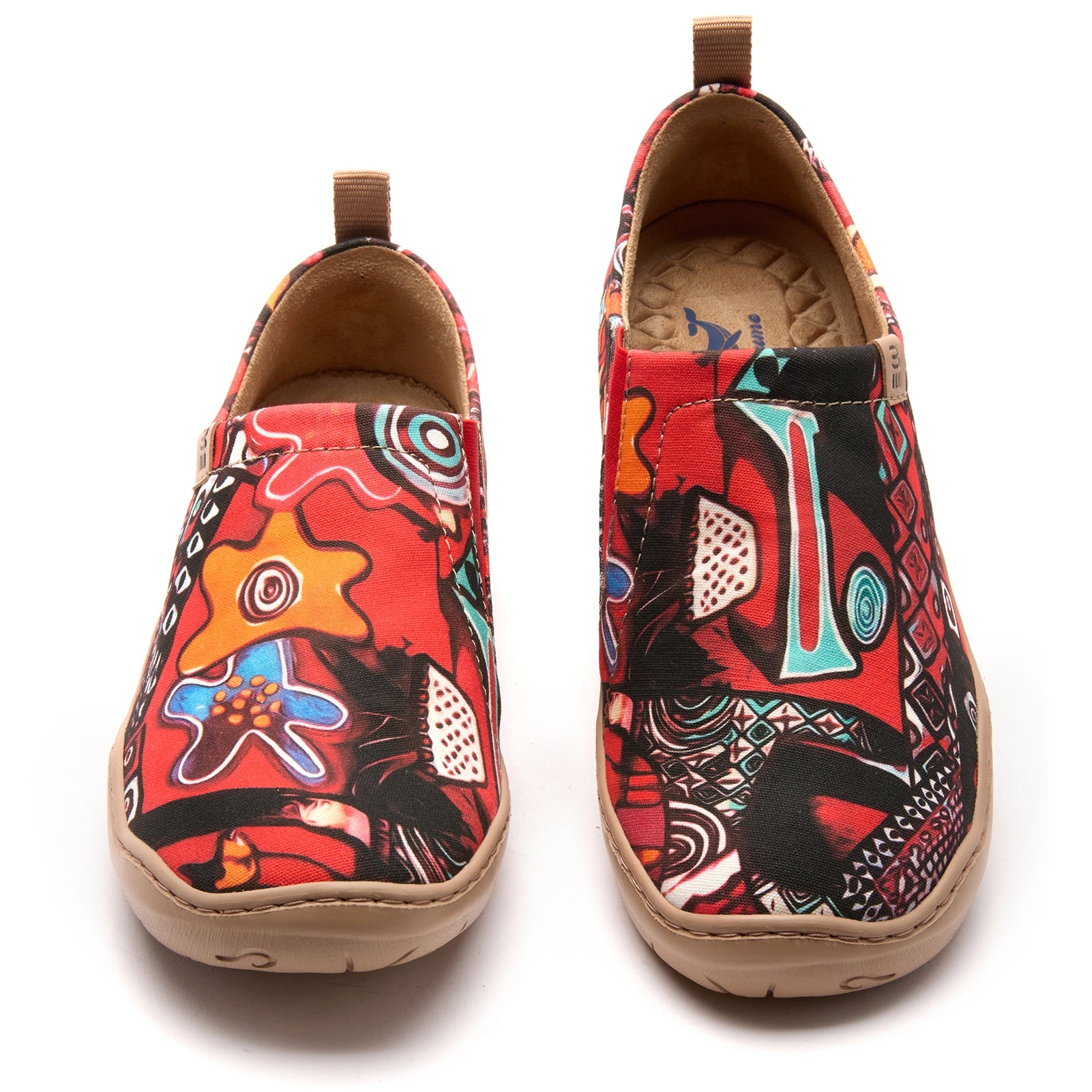 Abstract Artistry Statement Women's Slip-On Shoes, 100% Polyester Textured Yarn, Painted Canvas Sneakers