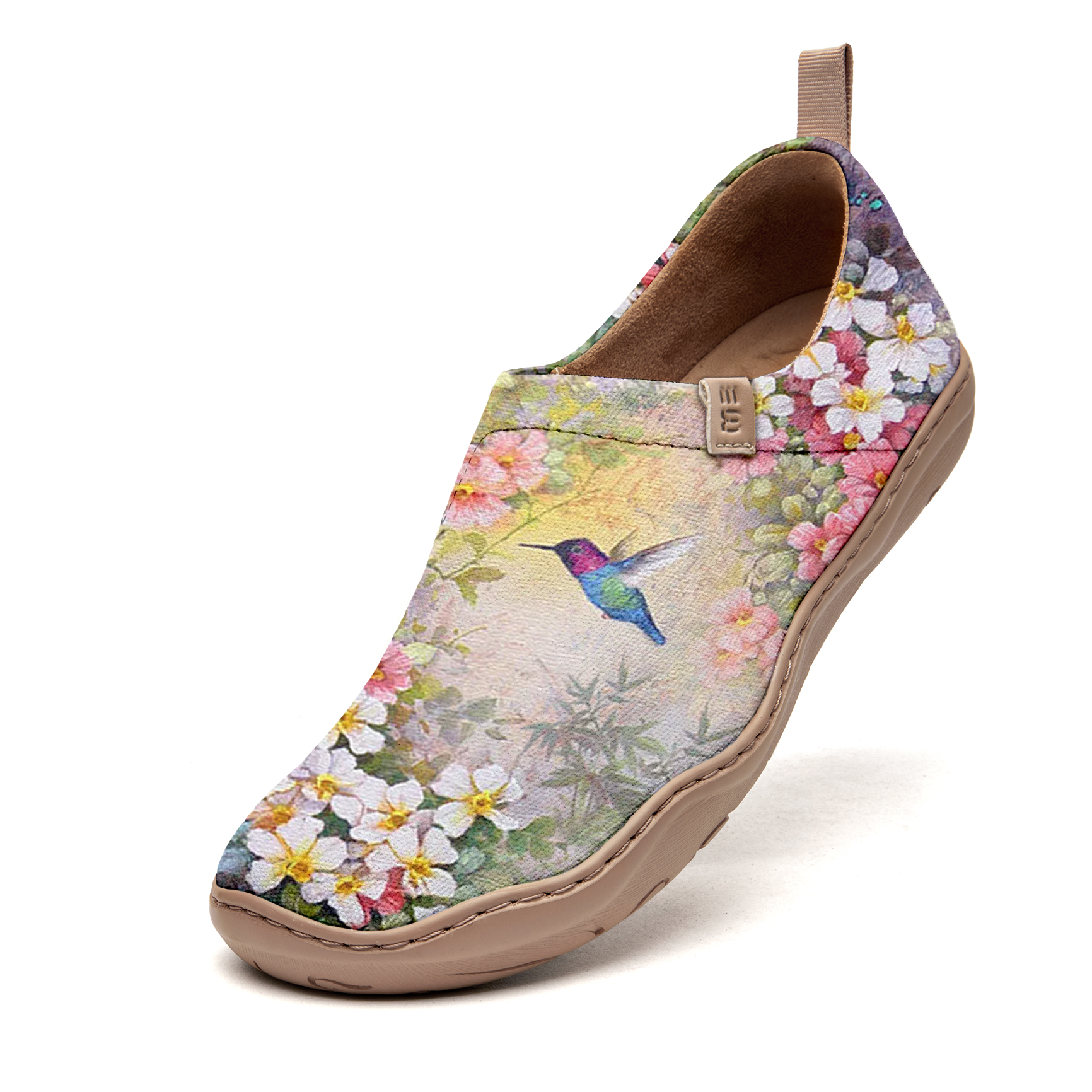 Yiume Women's Art Slip-On Casual Canvas Shoes Floral Hummingbird Whimsy Print Painted,100% Cotton