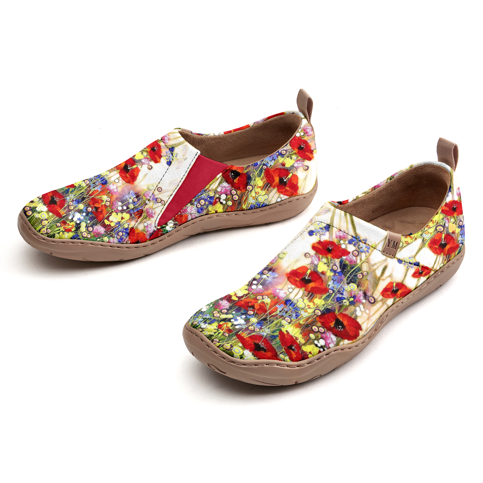 Yiume Women's Art Slip-On Casual Canvas Shoes Wildflower Whisper White Painted,100% Cotton