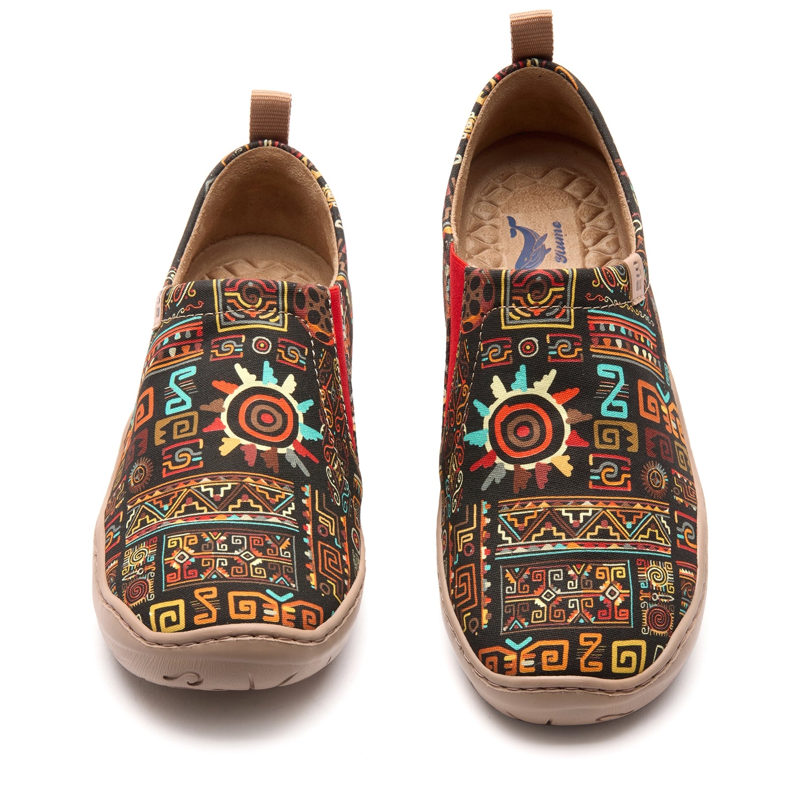 Ethnic Vibes Women's Slip-On Shoes, 100% Polyester Textured Yarn, Painted Canvas Sneakers