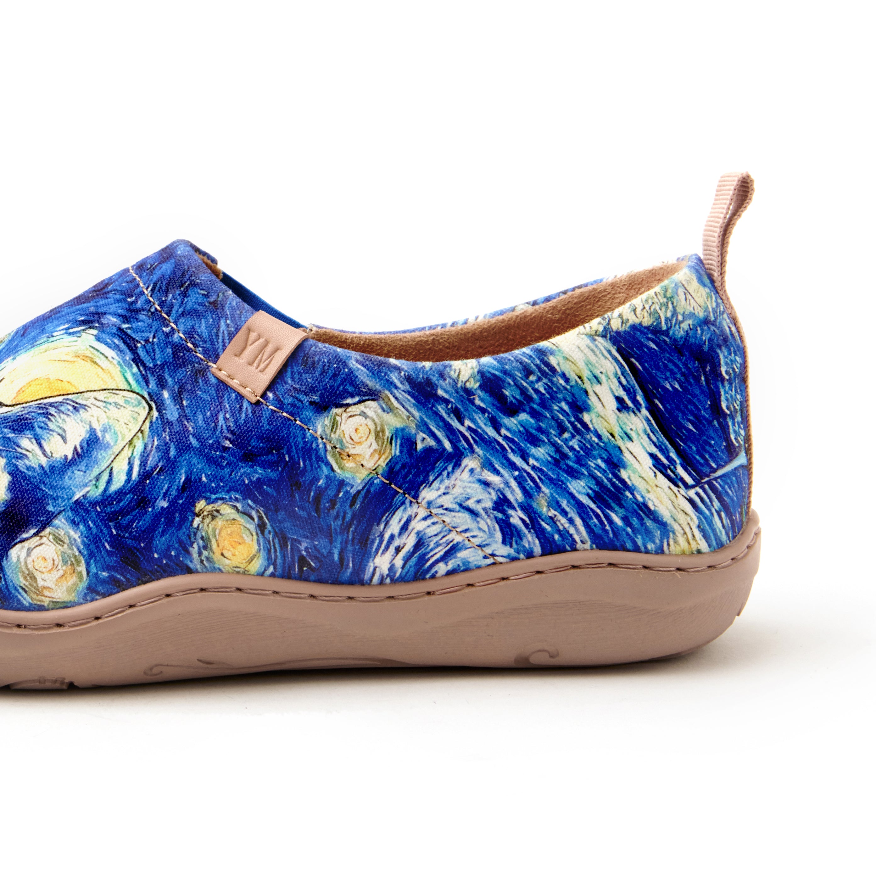 Women's Foldable Loafers, Van Gogh Art Painted Canvas Slip-On Sneakers, 100% Polyester Textured Yarn