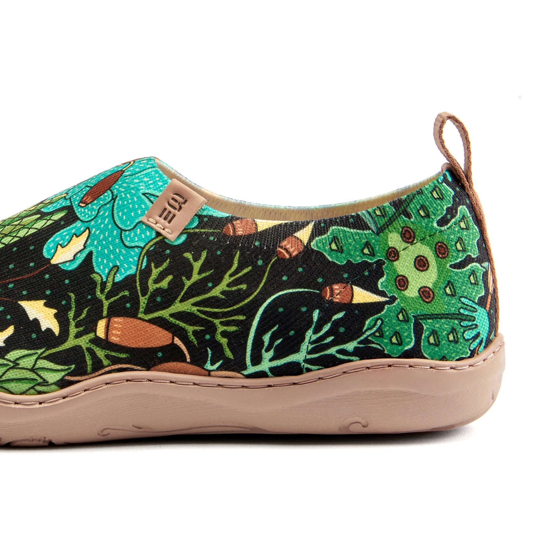 Moss Meadow by Ester Bernaldo De Quirós Women's Slip-On Shoes, 100% Polyester Textured Yarn, Painted Canvas Sneaker