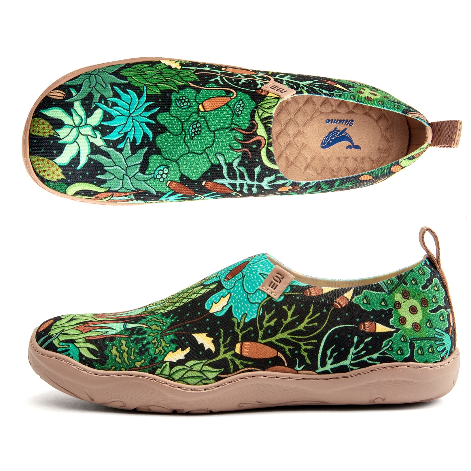 Moss Meadow by Ester Bernaldo De Quirós Women's Slip-On Shoes, 100% Polyester Textured Yarn, Painted Canvas Sneaker