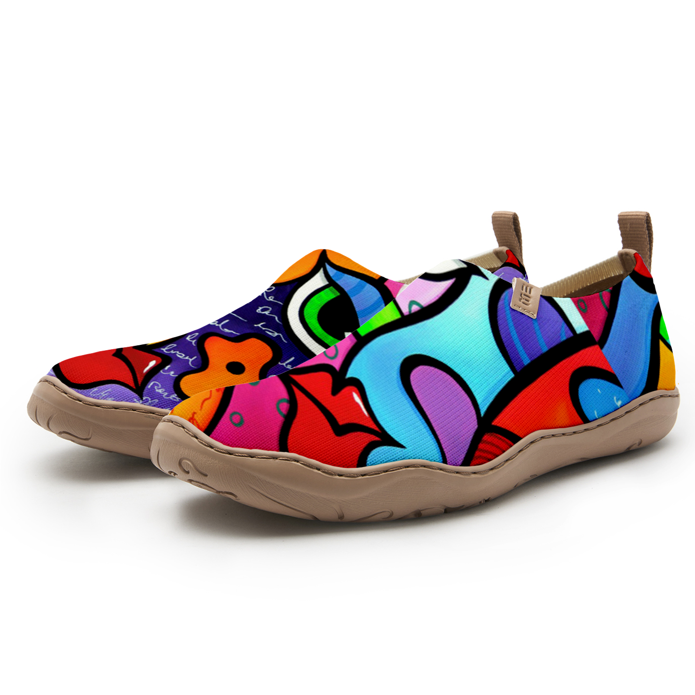 Yiume Women's Art Slip-On Shoes Comfortable Breathable Knit Casual Footwear,Colorful Abstract Face
