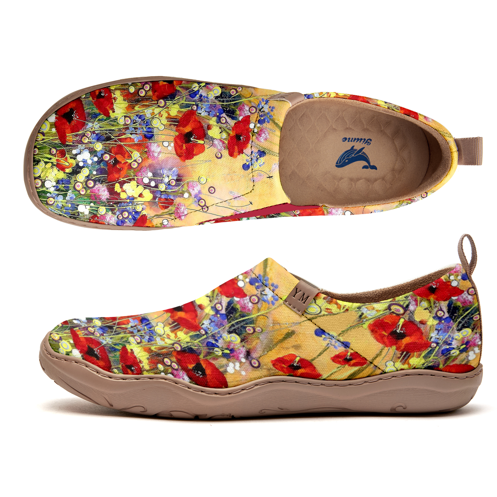 Yiume Women's Art Slip-On Casual Canvas Shoes Wildflower Whisper Painted,100% Cotton