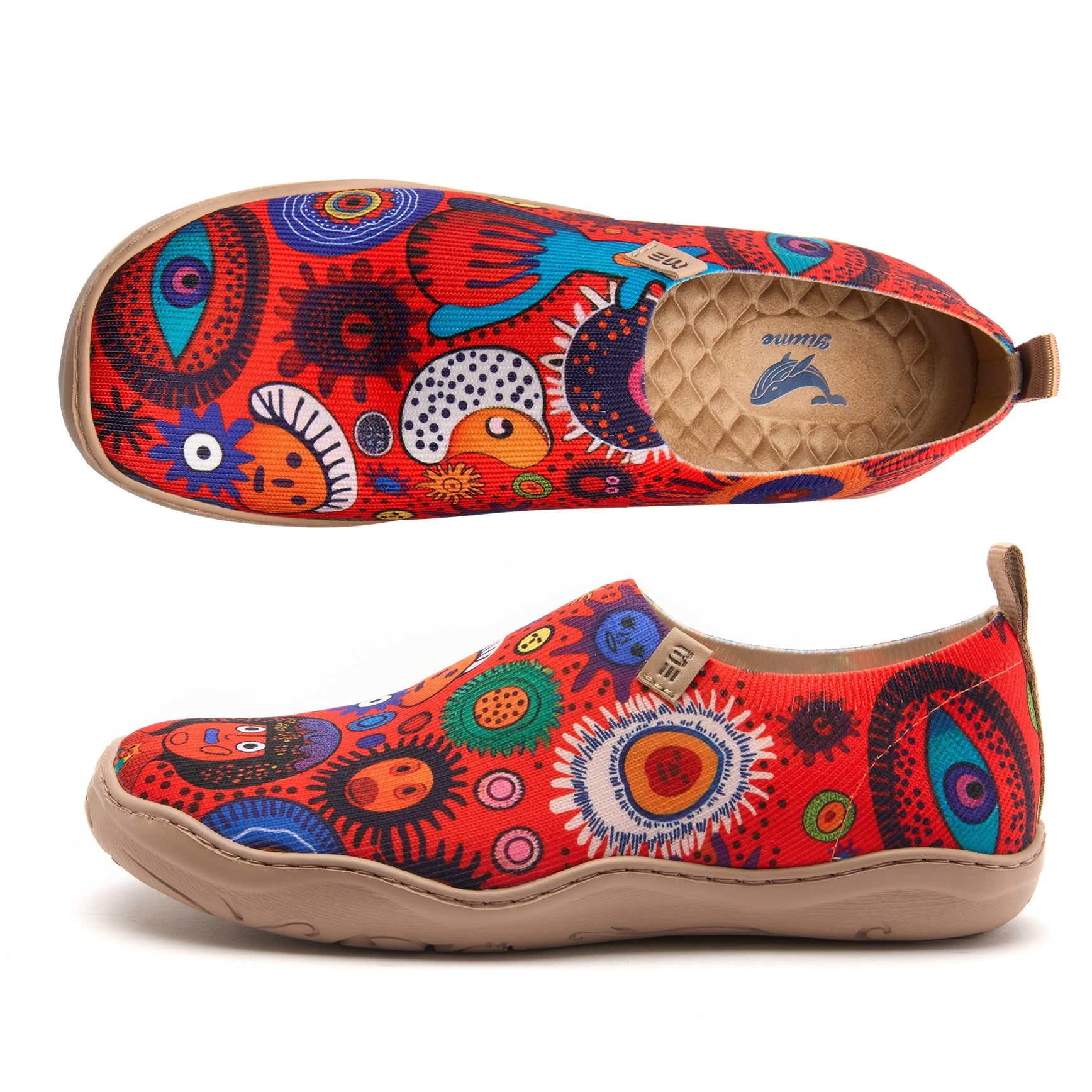 Abstract Art  Women's Slip-On Shoes, 100% Polyester Textured Yarn, Painted Canvas Sneakers