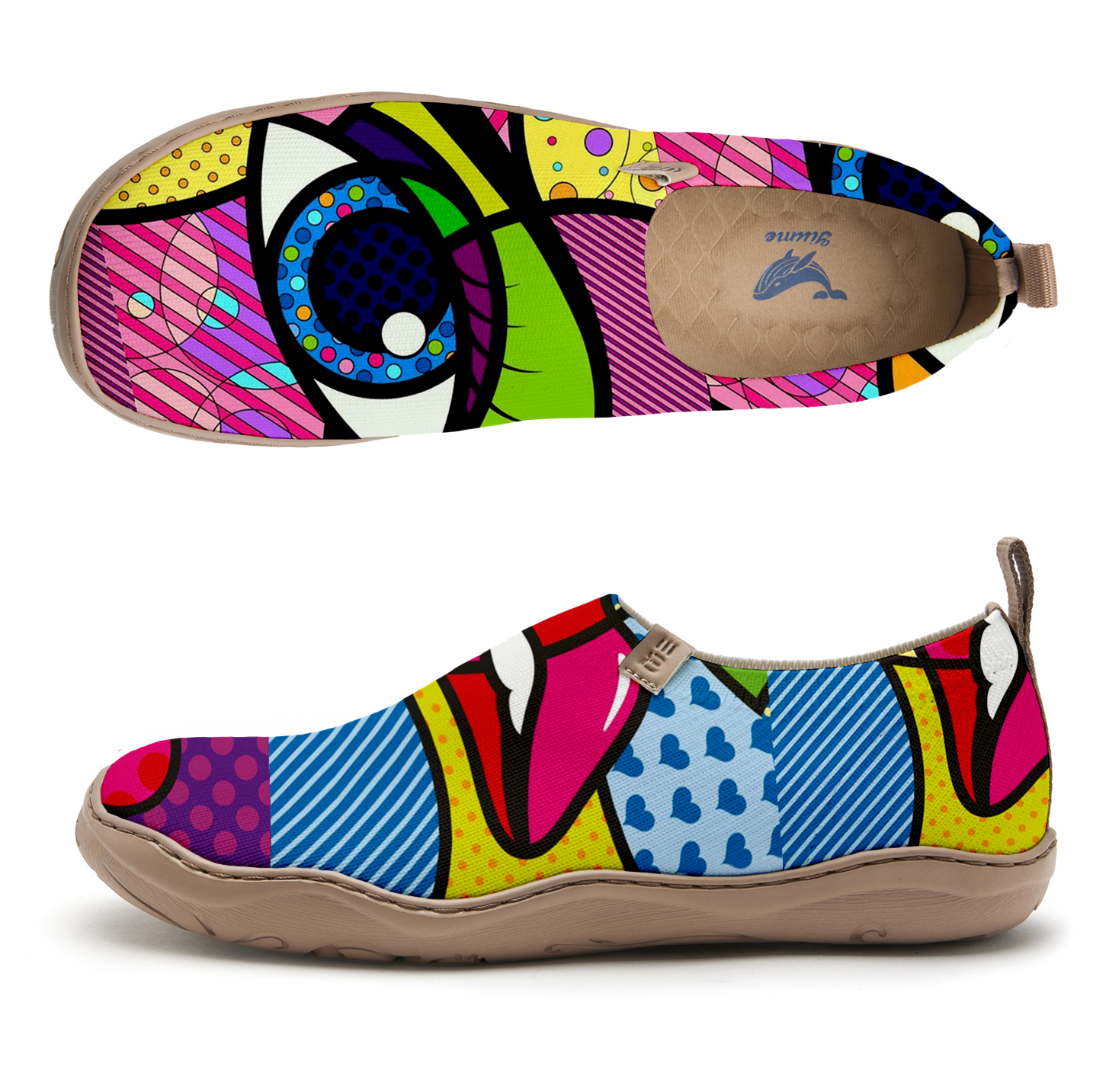 Yiume Women's Art Slip-On Shoes Comfortable Breathable Knit Casual Footwear,Abstract Eye