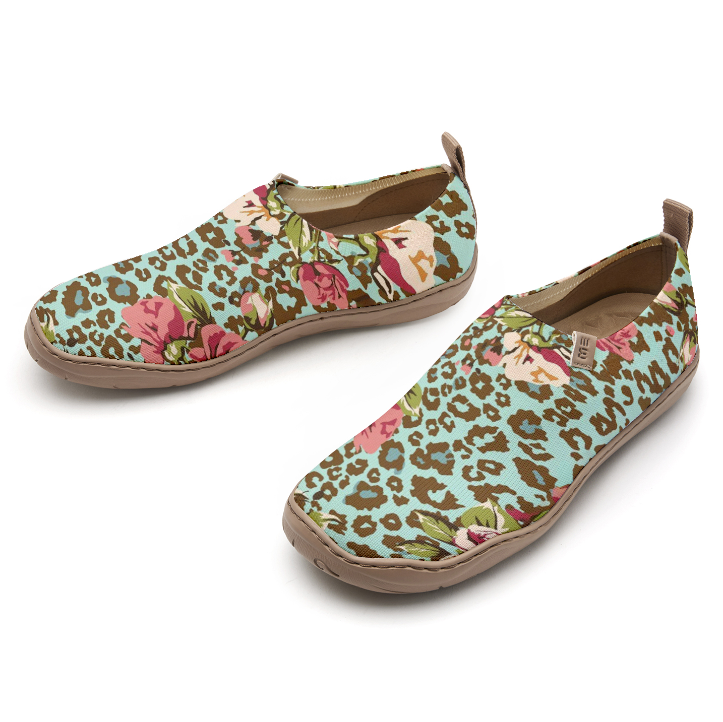 Yiume Women's Green Leopard Print Blossom Slip-On Shoes Comfortable Breathable Knit Casual Footwear Stylish Travel-Friendly Loafers