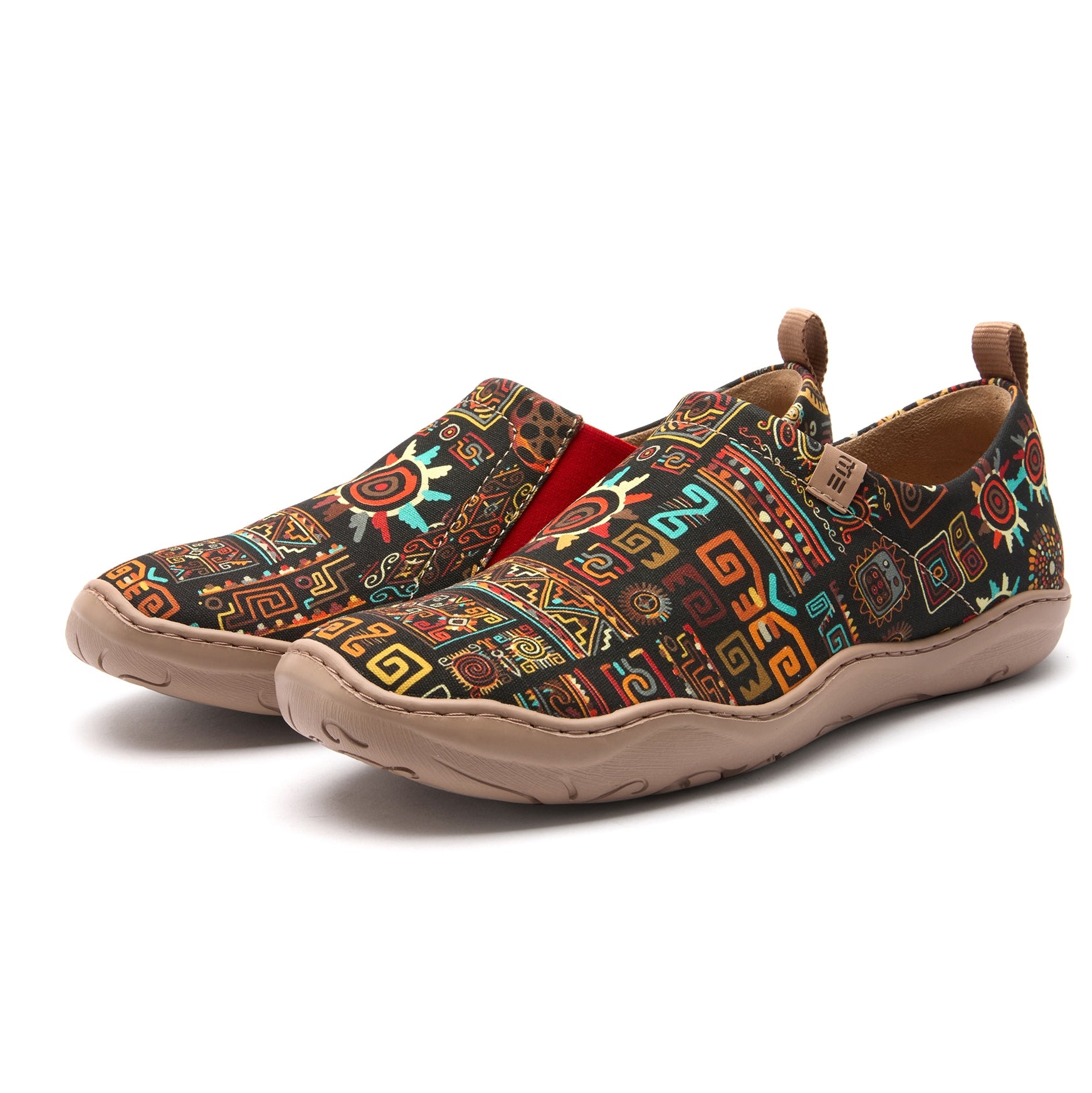 Ethnic Vibes Women's Slip-On Shoes, 100% Polyester Textured Yarn, Painted Canvas Sneakers