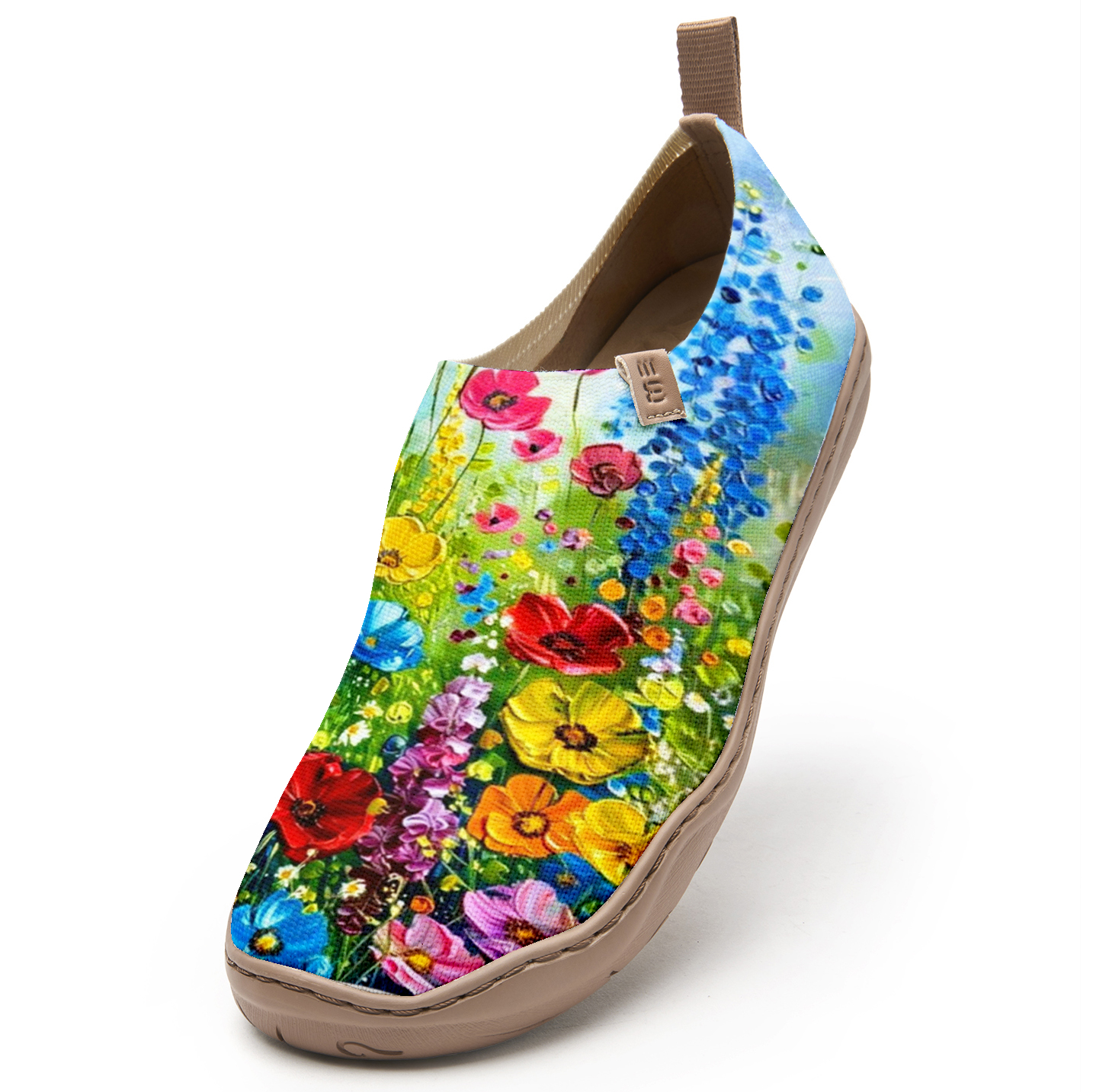 Yiume Women's Art Slip-On Shoes Comfortable Breathable Knit Casual Footwear,Colorful Oil Painting Flowers