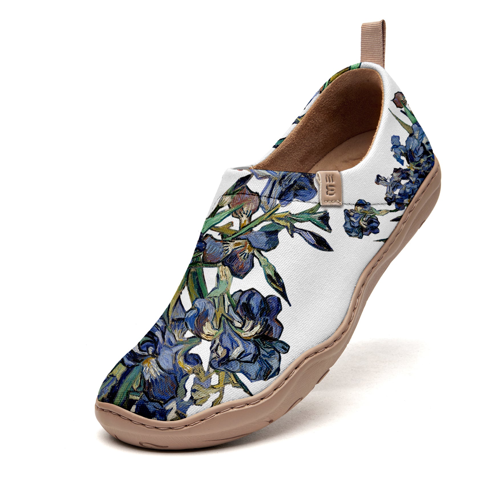 Yiume Women's Art Slip-On Casual Canvas Shoes Van Gogh's Irises Blue Painted,100% Cotton