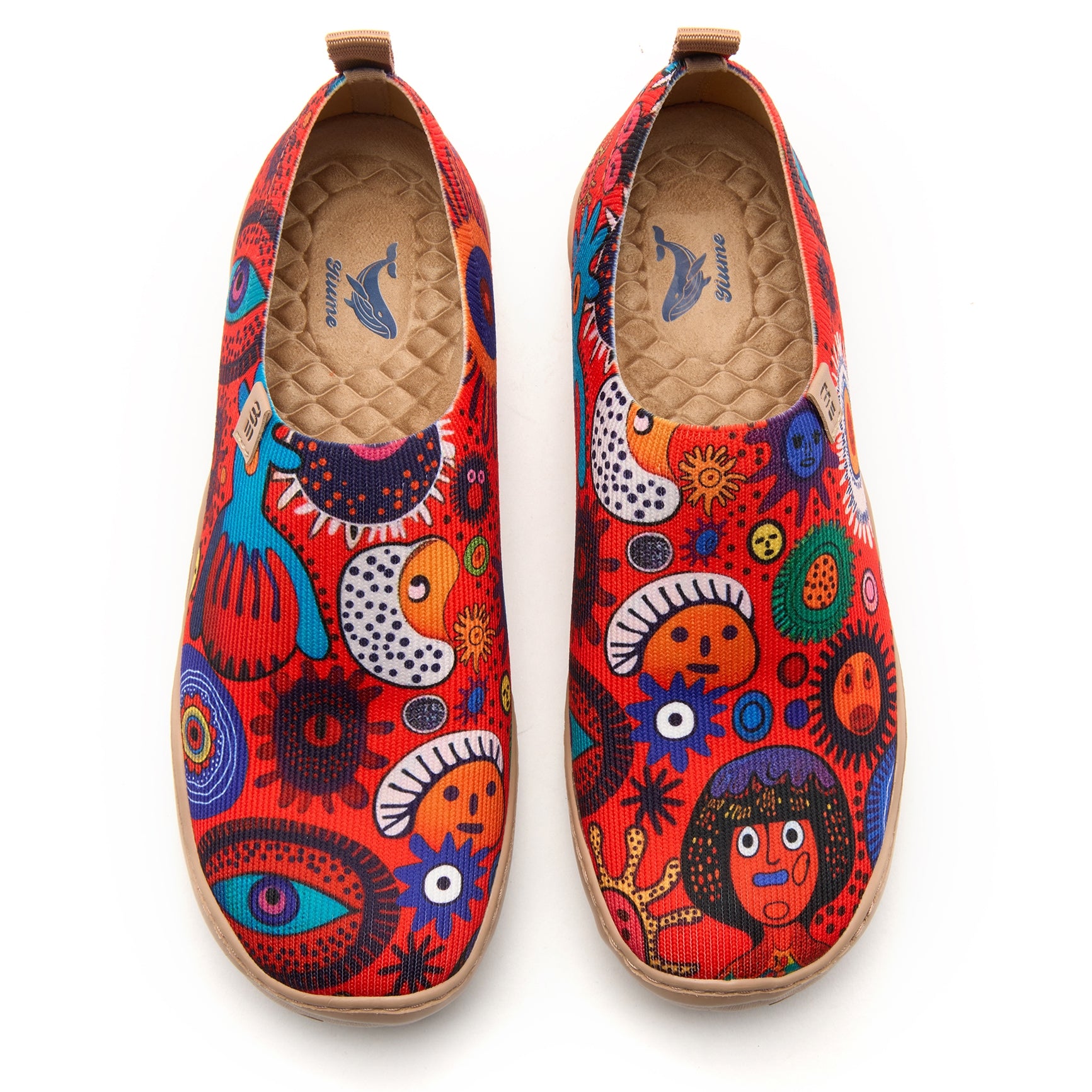 Abstract Art  Women's Slip-On Shoes, 100% Polyester Textured Yarn, Painted Canvas Sneakers