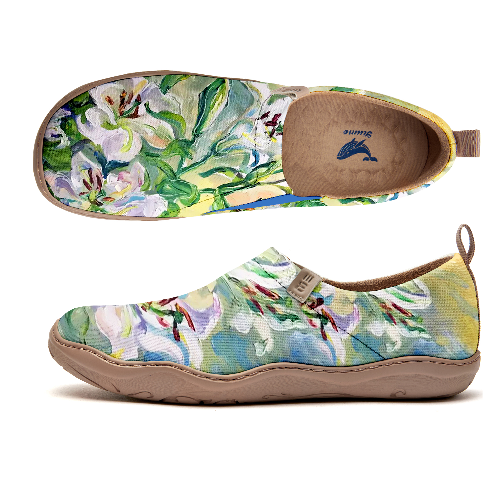 Yiume Women's Art Slip-On Casual Canvas Shoes Lily Painted,100% Cotton