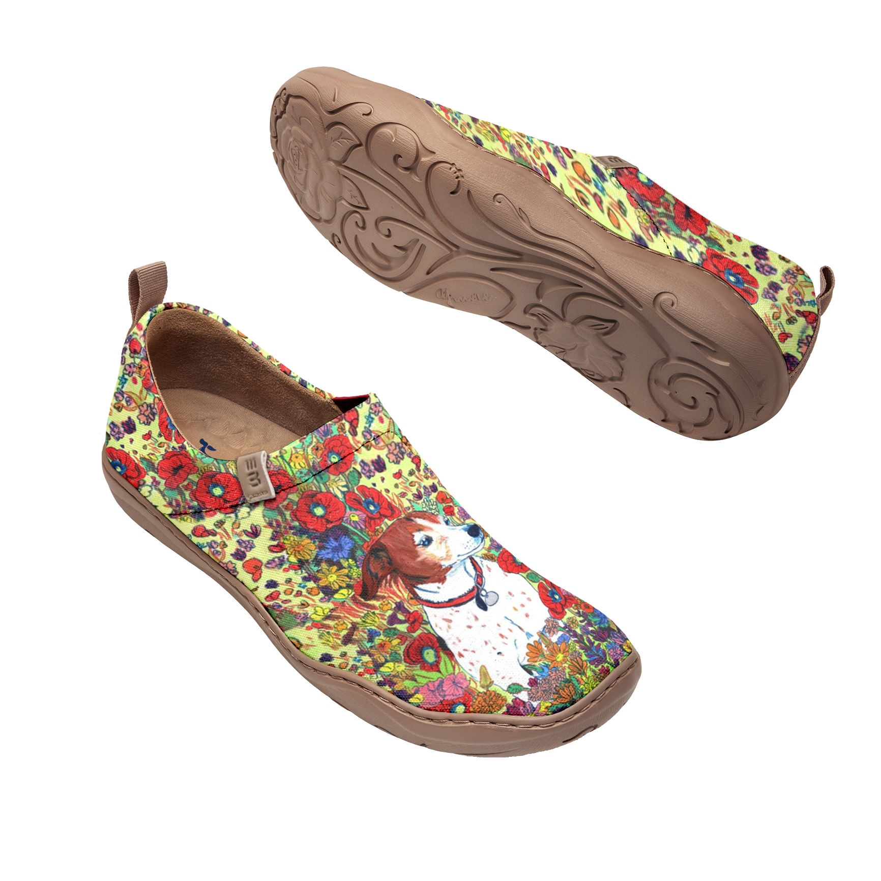 Yiume Women's Art Slip-On Casual Canvas Shoes Puppy Paradise Painted,100% Cotton