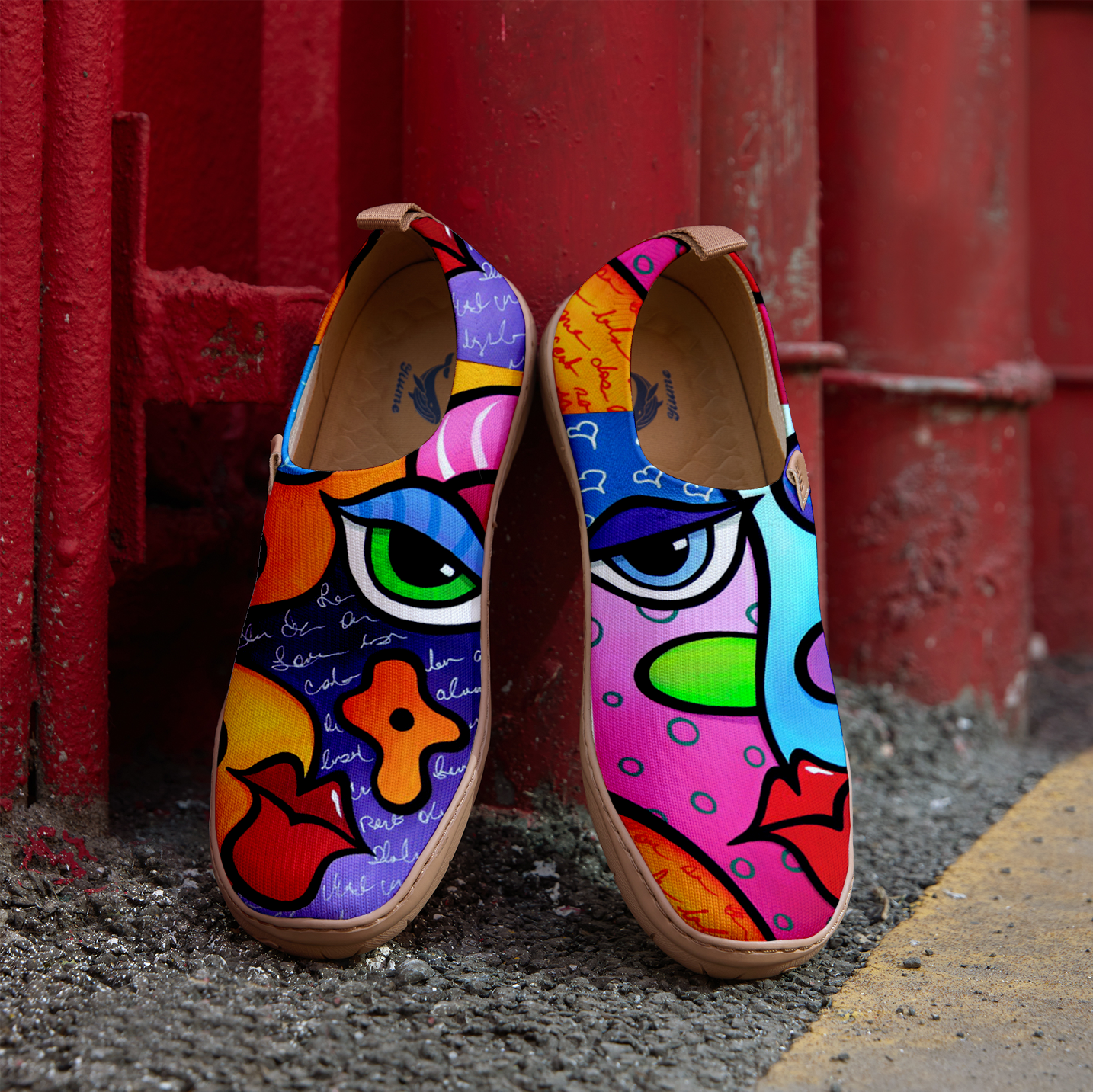 Vibrant Abstract Face Women's Shoes