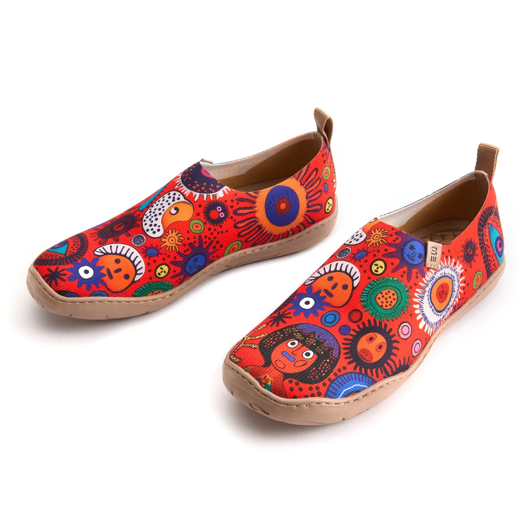 Abstract Art  Women's Slip-On Shoes, 100% Polyester Textured Yarn, Painted Canvas Sneakers