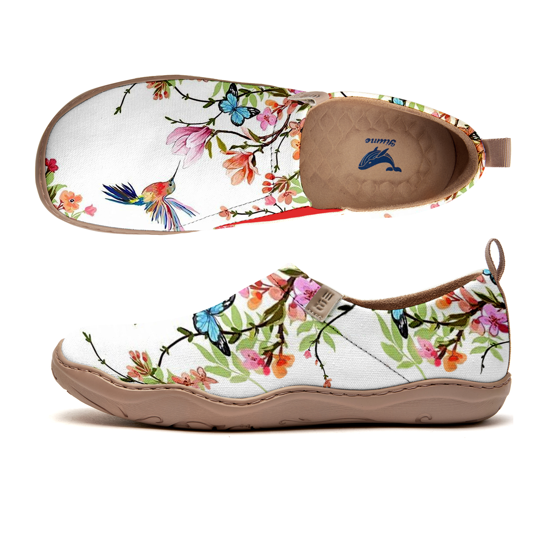 Hawaiian Watercolor Floral Bird And Butterfly