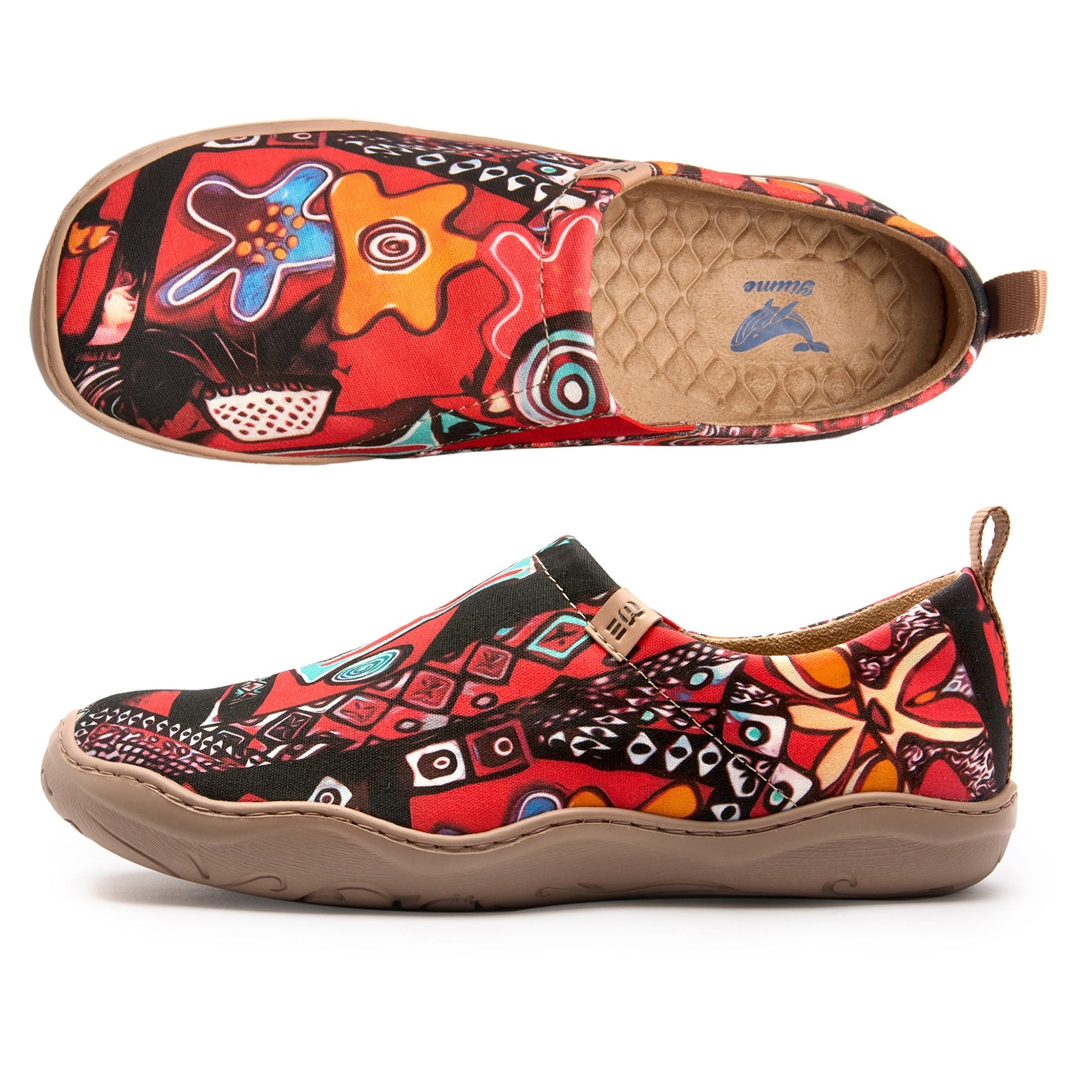 Abstract Artistry Statement Women's Slip-On Shoes, 100% Polyester Textured Yarn, Painted Canvas Sneakers