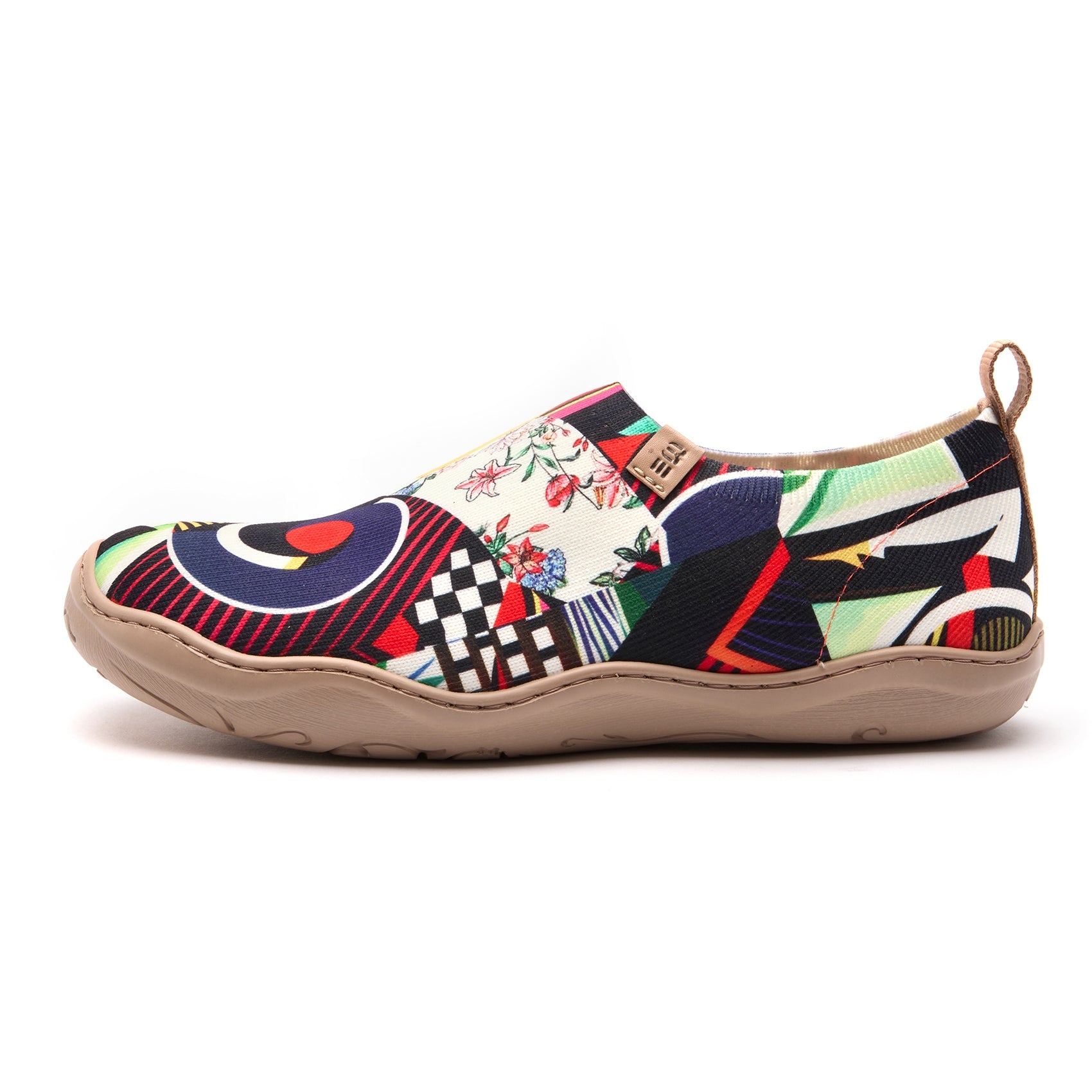 Abstract Portrait Art Women's Slip-On Shoes, 100% Polyester Textured Yarn, Painted Canvas Sneakers