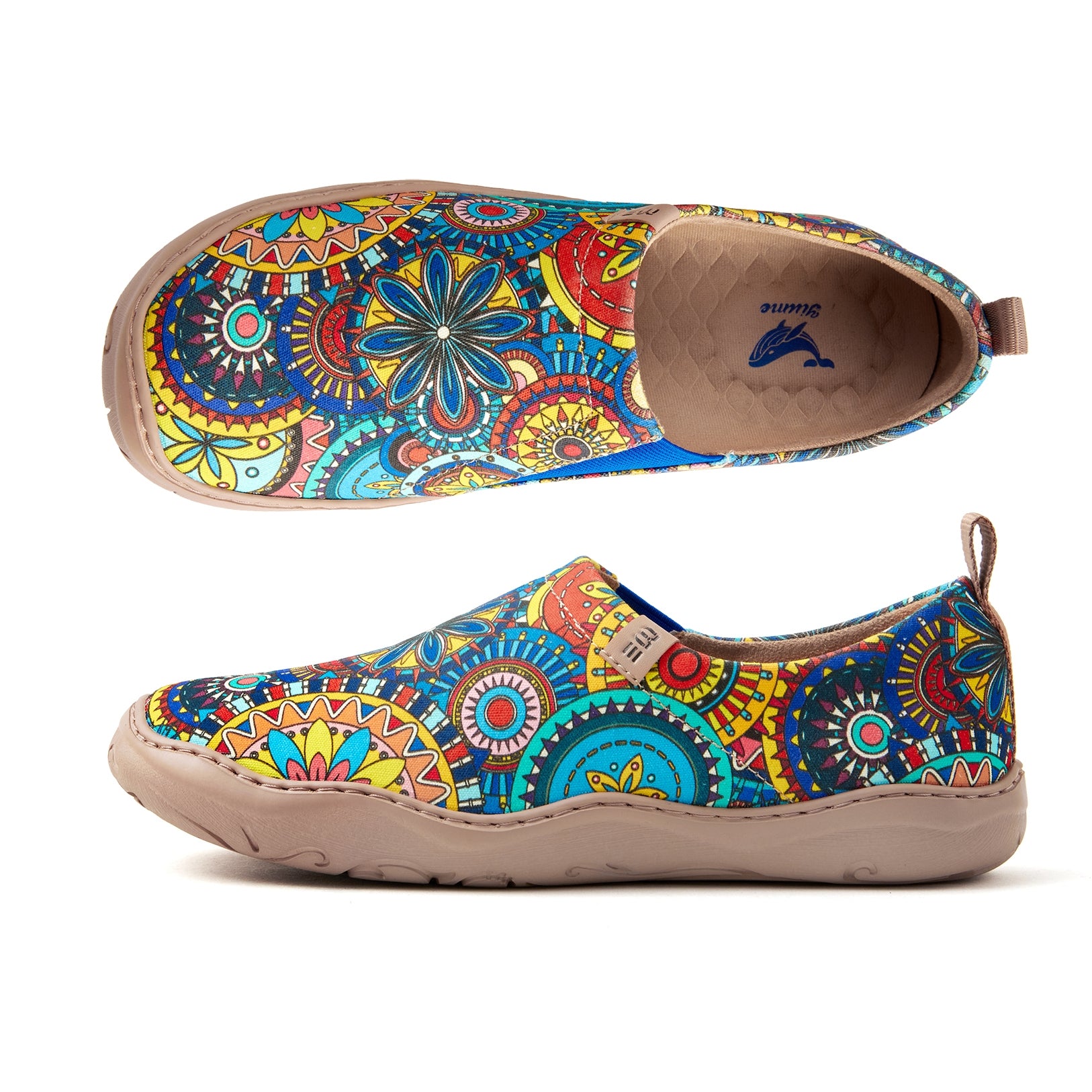 Yiume Women's Art Travel Shoes Bohemian Florals Painted,100% Cotton