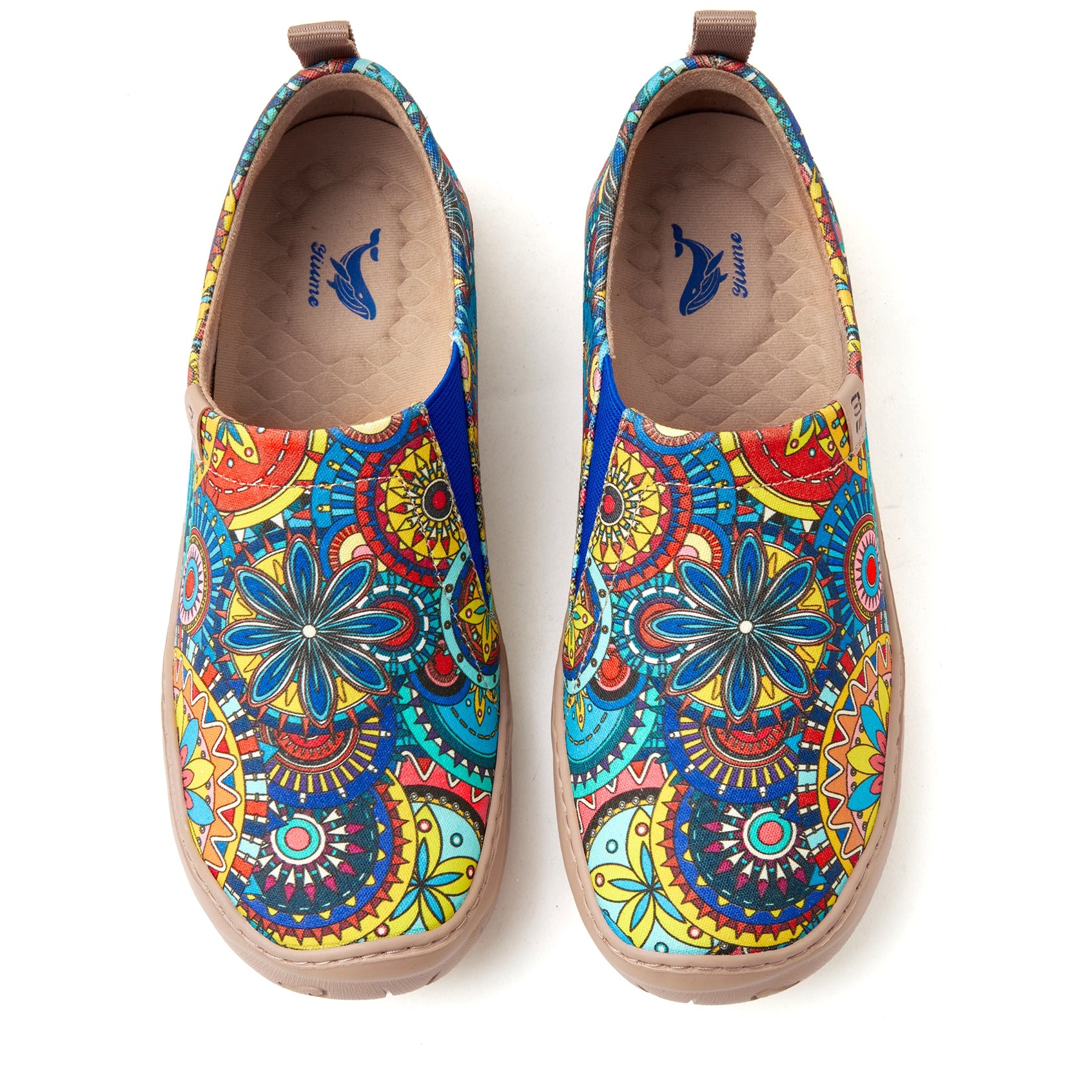 Yiume Women's Art Travel Shoes Bohemian Florals Painted,100% Cotton