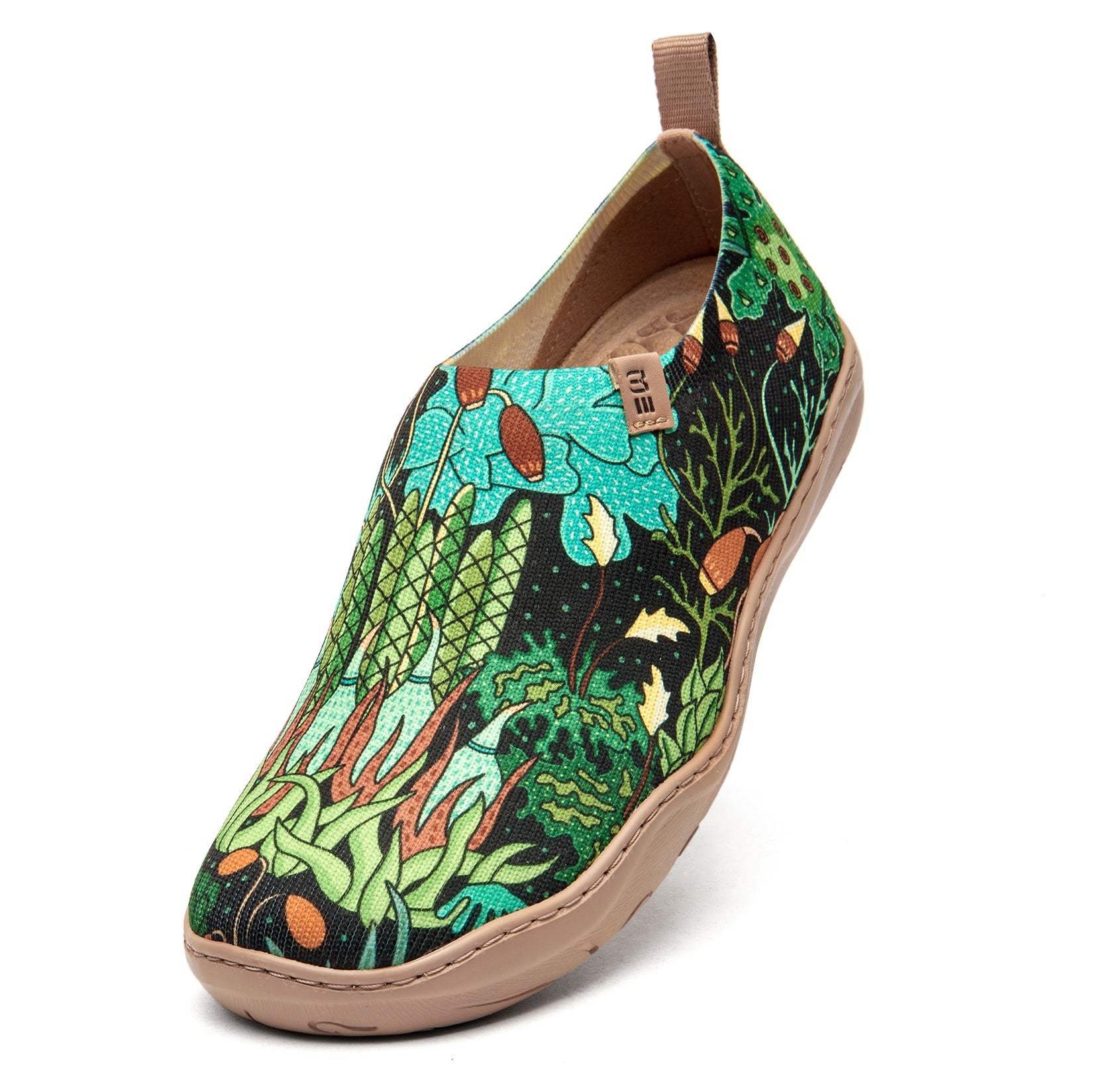 Moss Meadow by Ester Bernaldo De Quirós Women's Slip-On Shoes, 100% Polyester Textured Yarn, Painted Canvas Sneaker