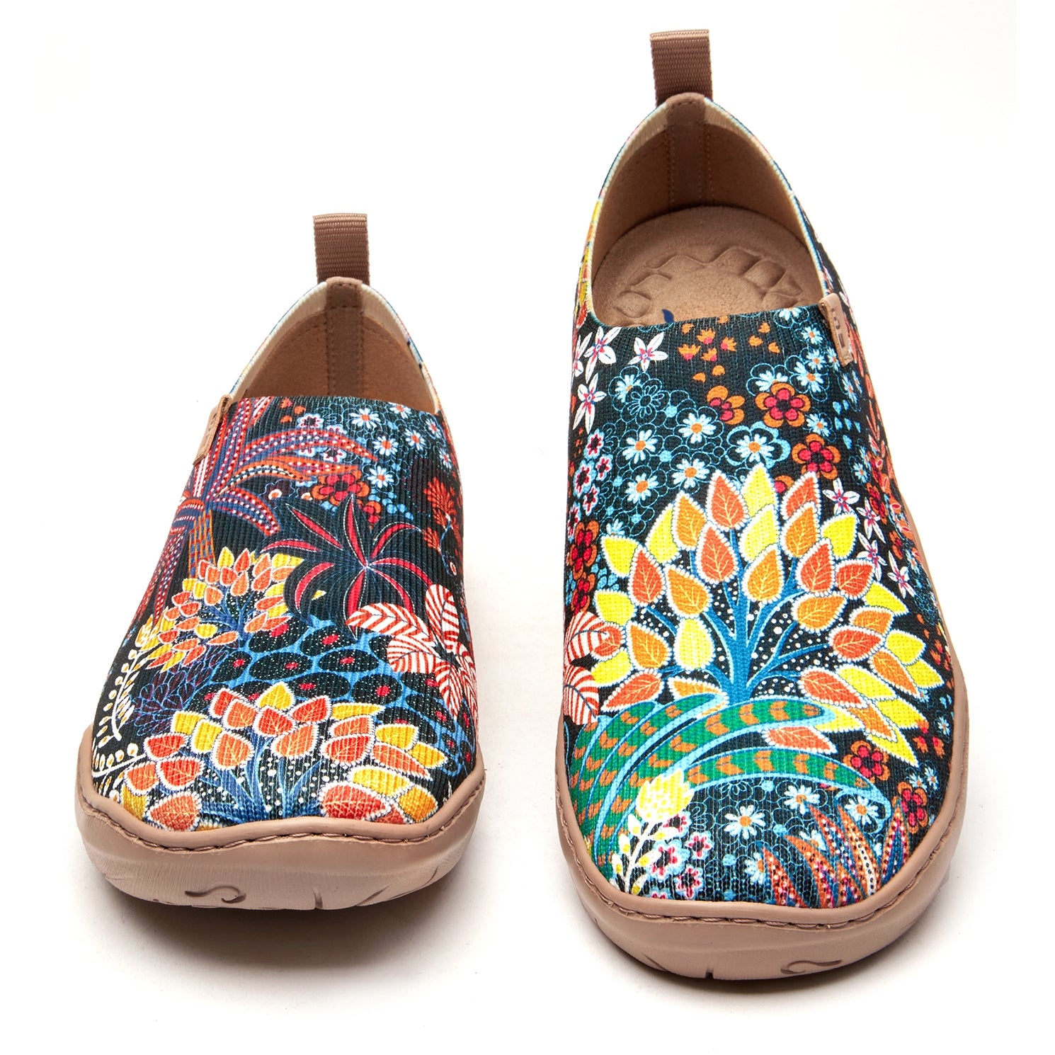 Quirky Plants Women's Slip-On Shoes, 100% Polyester Textured Yarn, Painted Canvas Sneakers