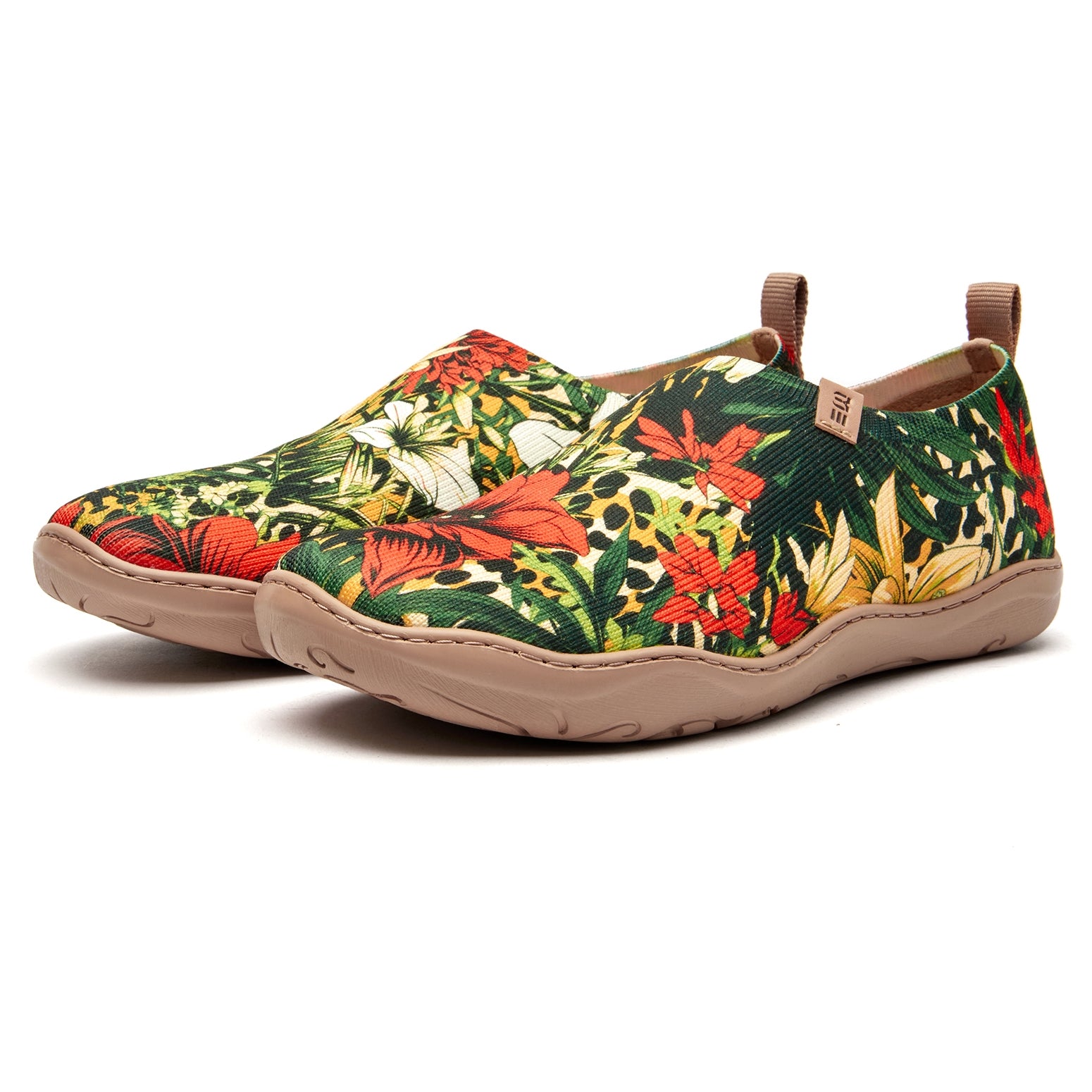 Tropical Harmony Women's Slip-On Shoes, 100% Polyester Textured Yarn, Painted Canvas Sneakers