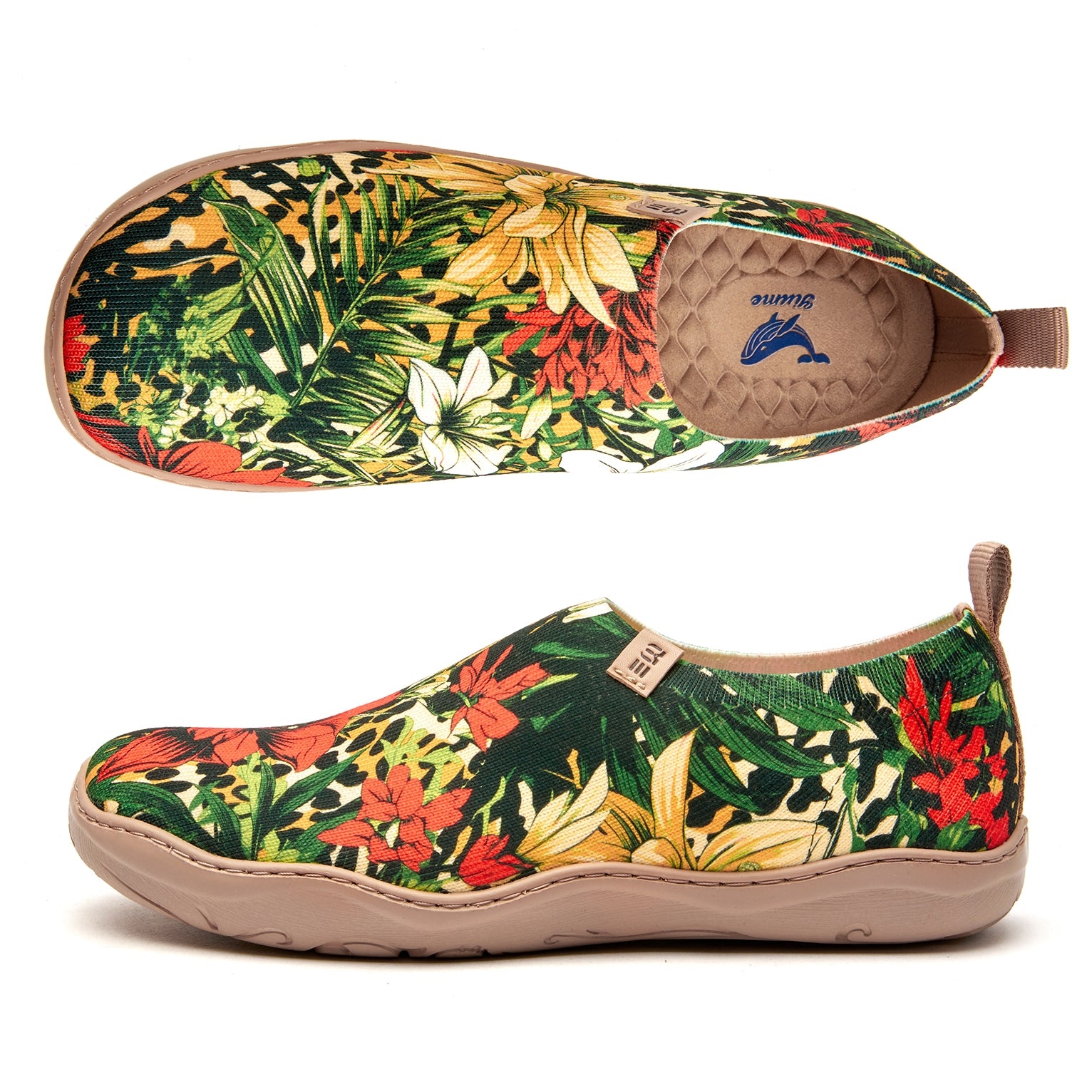 Tropical Harmony Women's Slip-On Shoes, 100% Polyester Textured Yarn, Painted Canvas Sneakers