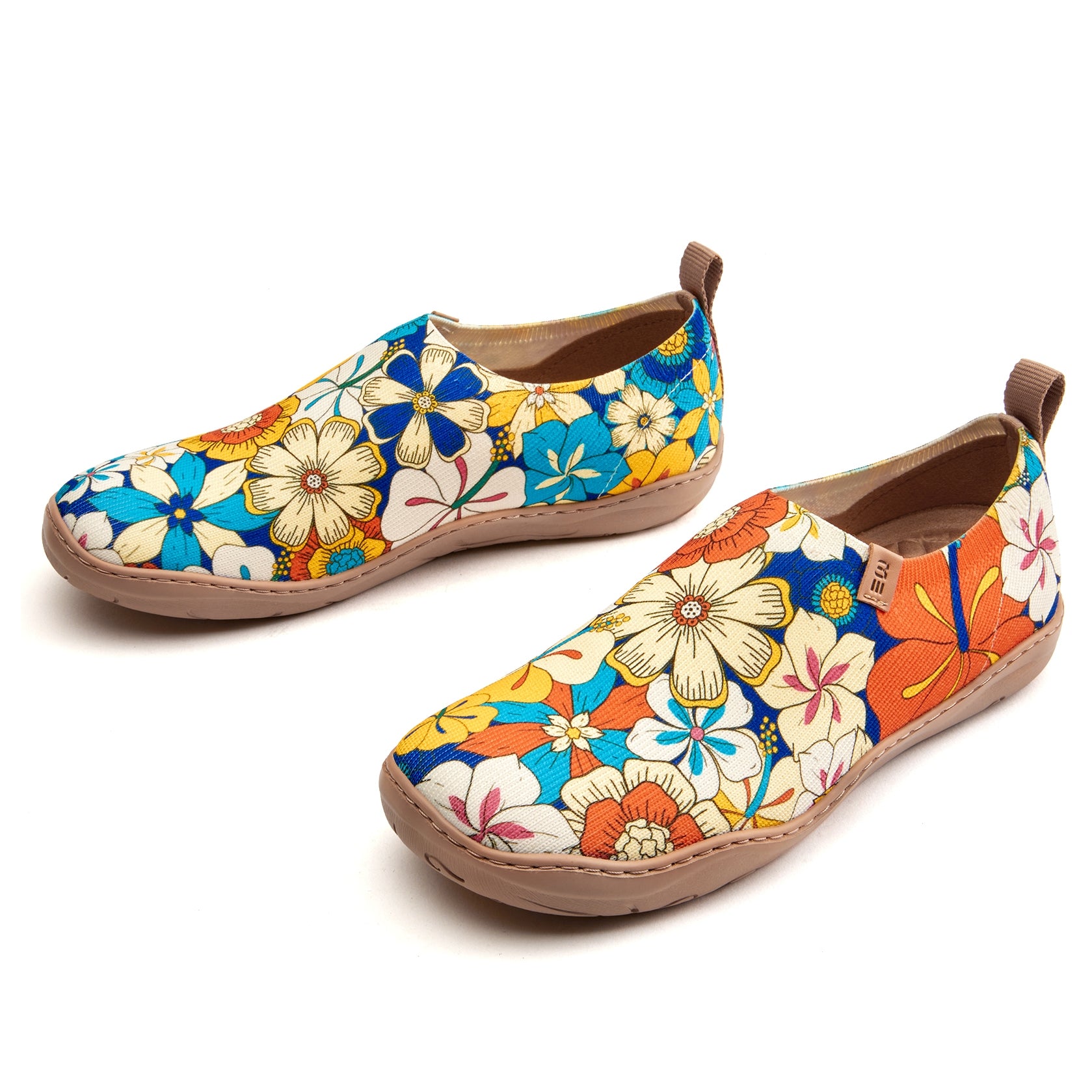 60's Floral Print by Samantha O'Malley Women's Slip-On Shoes, 100% Polyester Textured Yarn, Painted Canvas Sneaker