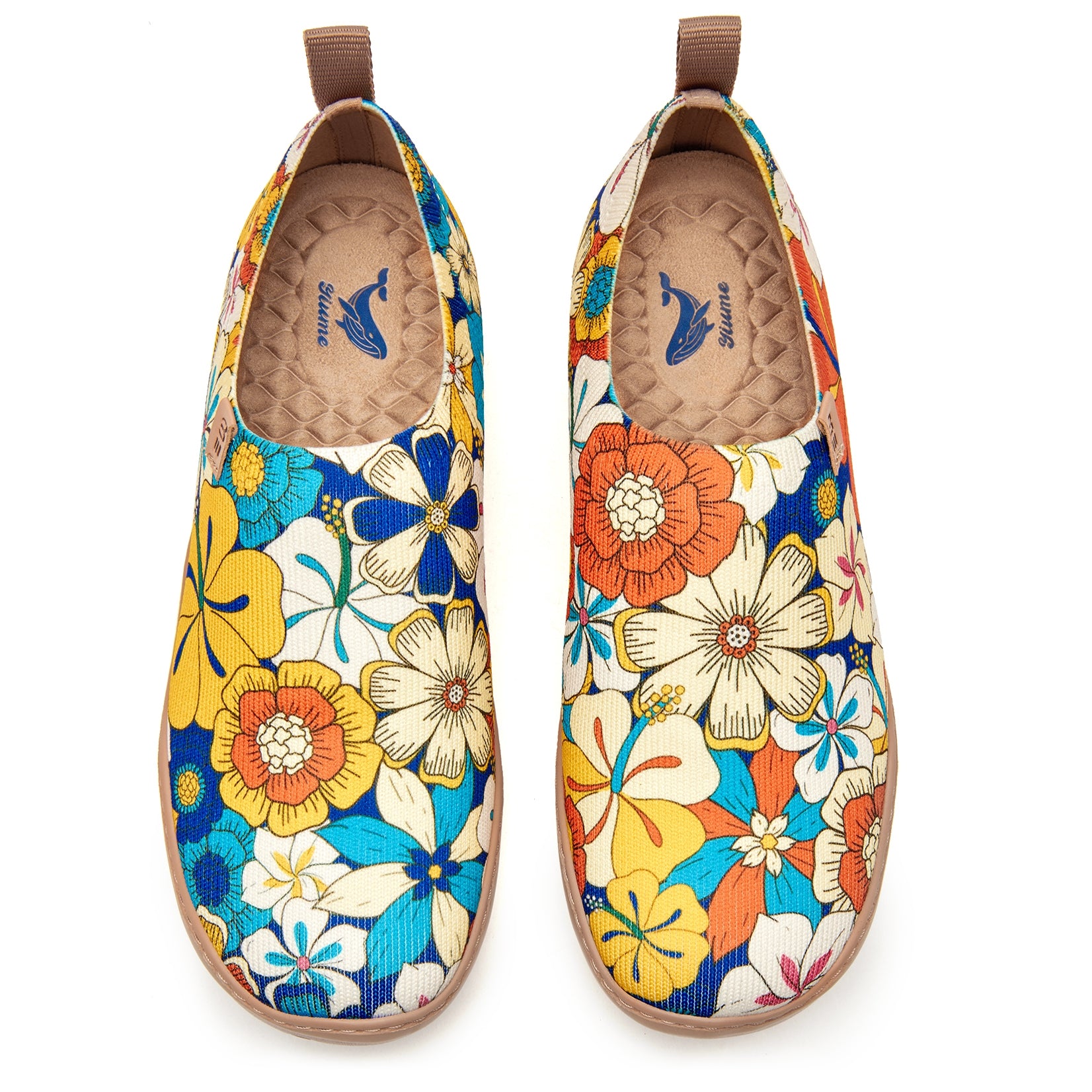 60's Floral Print by Samantha O'Malley Women's Slip-On Shoes, 100% Polyester Textured Yarn, Painted Canvas Sneaker