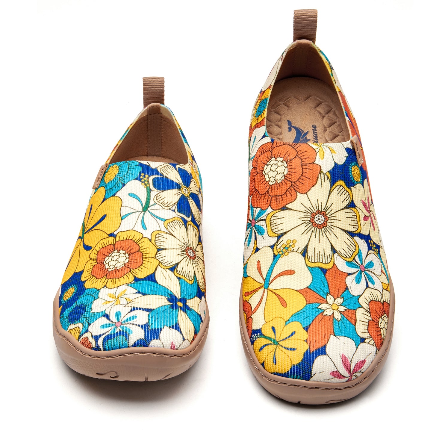 60's Floral Print by Samantha O'Malley Women's Slip-On Shoes, 100% Polyester Textured Yarn, Painted Canvas Sneaker