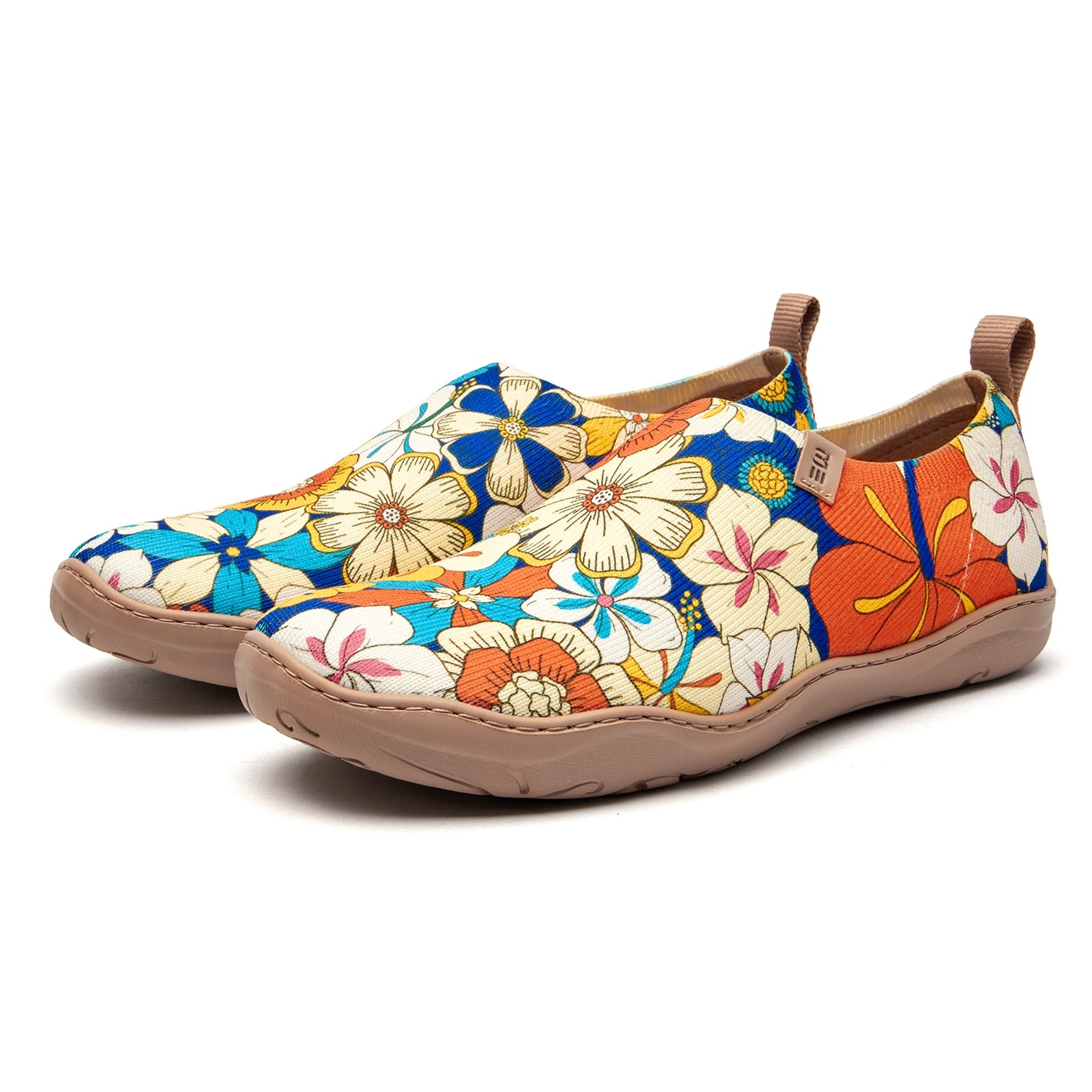 60's Floral Print by Samantha O'Malley Women's Slip-On Shoes, 100% Polyester Textured Yarn, Painted Canvas Sneaker