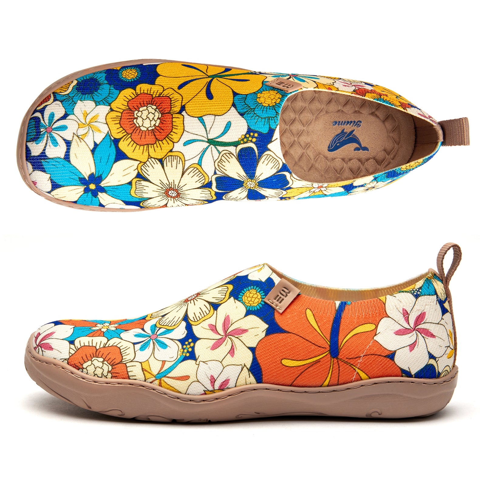 60's Floral Print by Samantha O'Malley Women's Slip-On Shoes, 100% Polyester Textured Yarn, Painted Canvas Sneaker