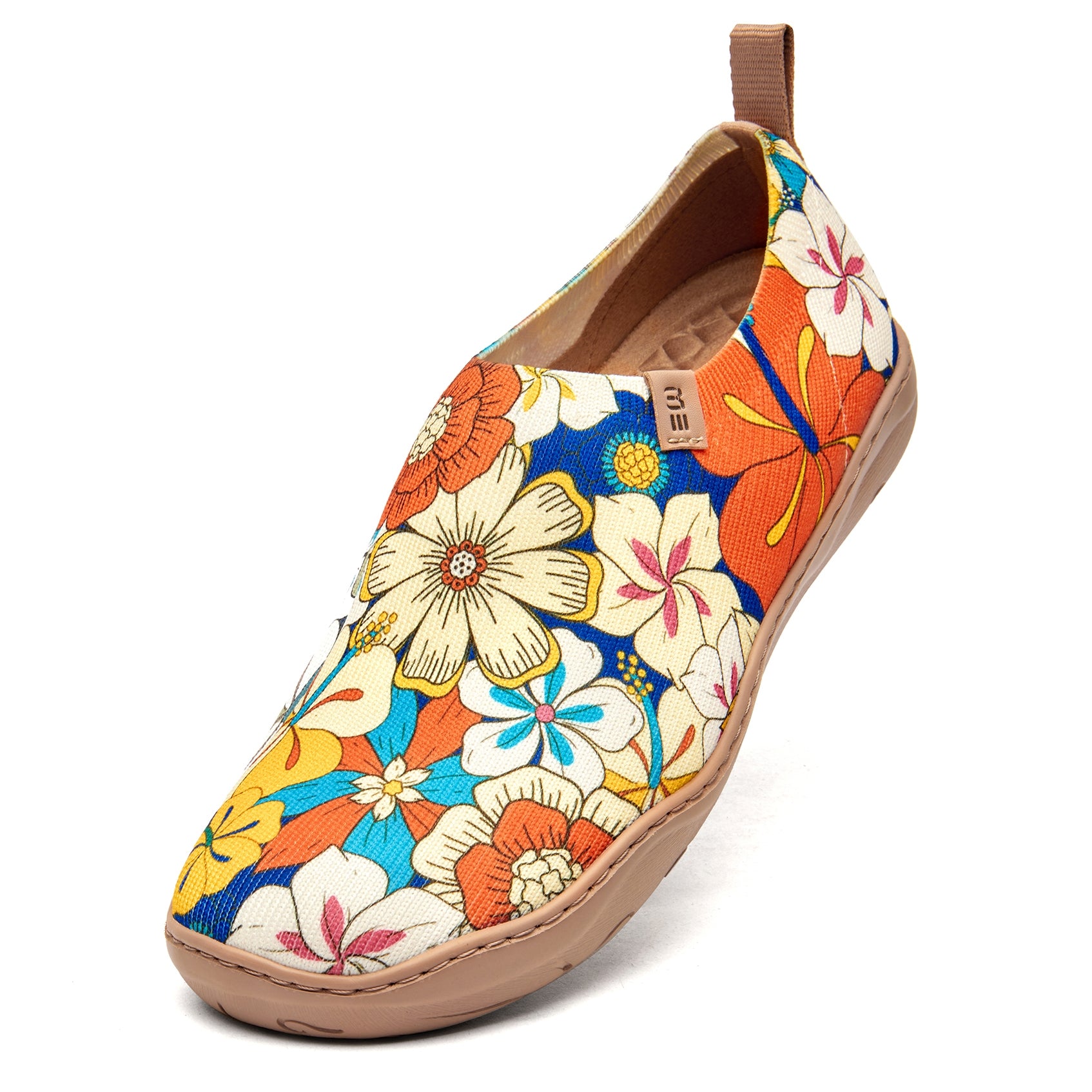 60's Floral Print by Samantha O'Malley Women's Slip-On Shoes, 100% Polyester Textured Yarn, Painted Canvas Sneaker