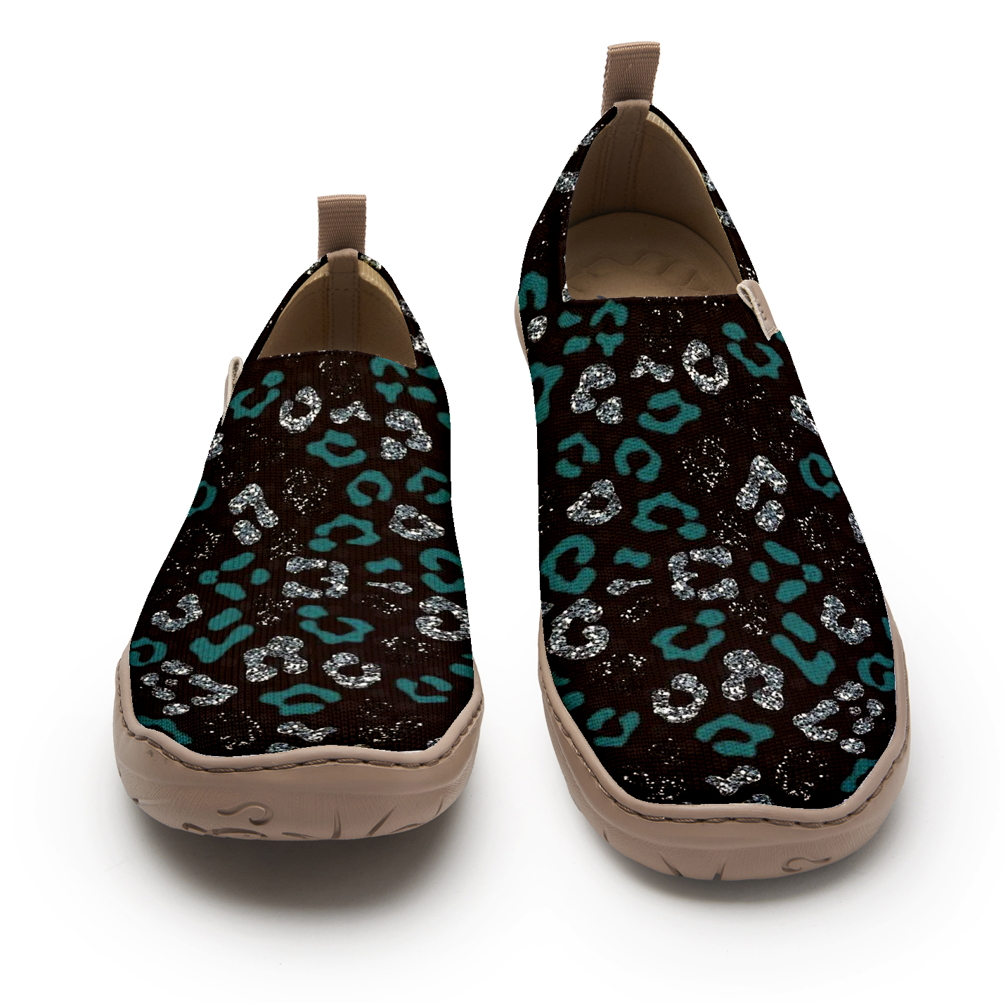 Yiume Women's Black And Green Leopard Print Slip-On Shoes Comfortable Breathable Knit Casual Footwear Stylish Travel-Friendly Loafers
