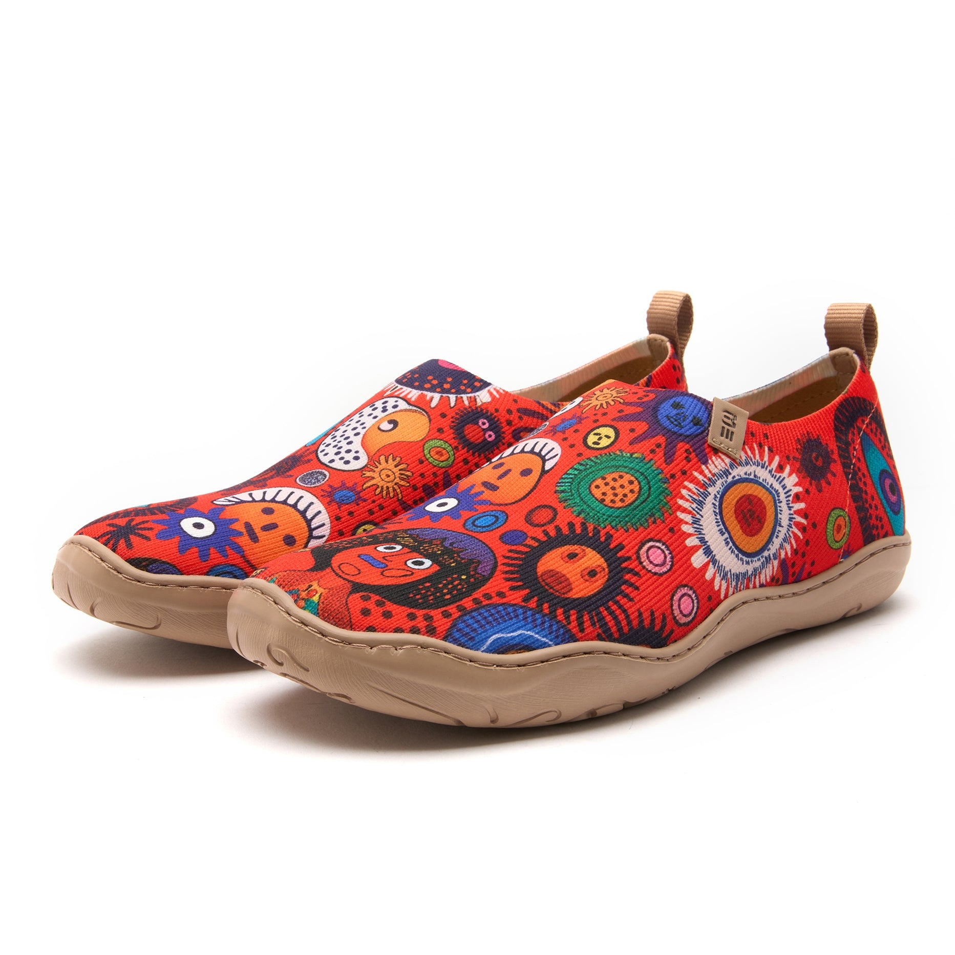 Abstract Art  Women's Slip-On Shoes, 100% Polyester Textured Yarn, Painted Canvas Sneakers