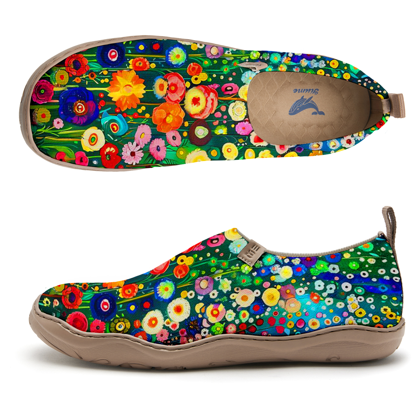 Green Polka Dot Floral Women's Shoes