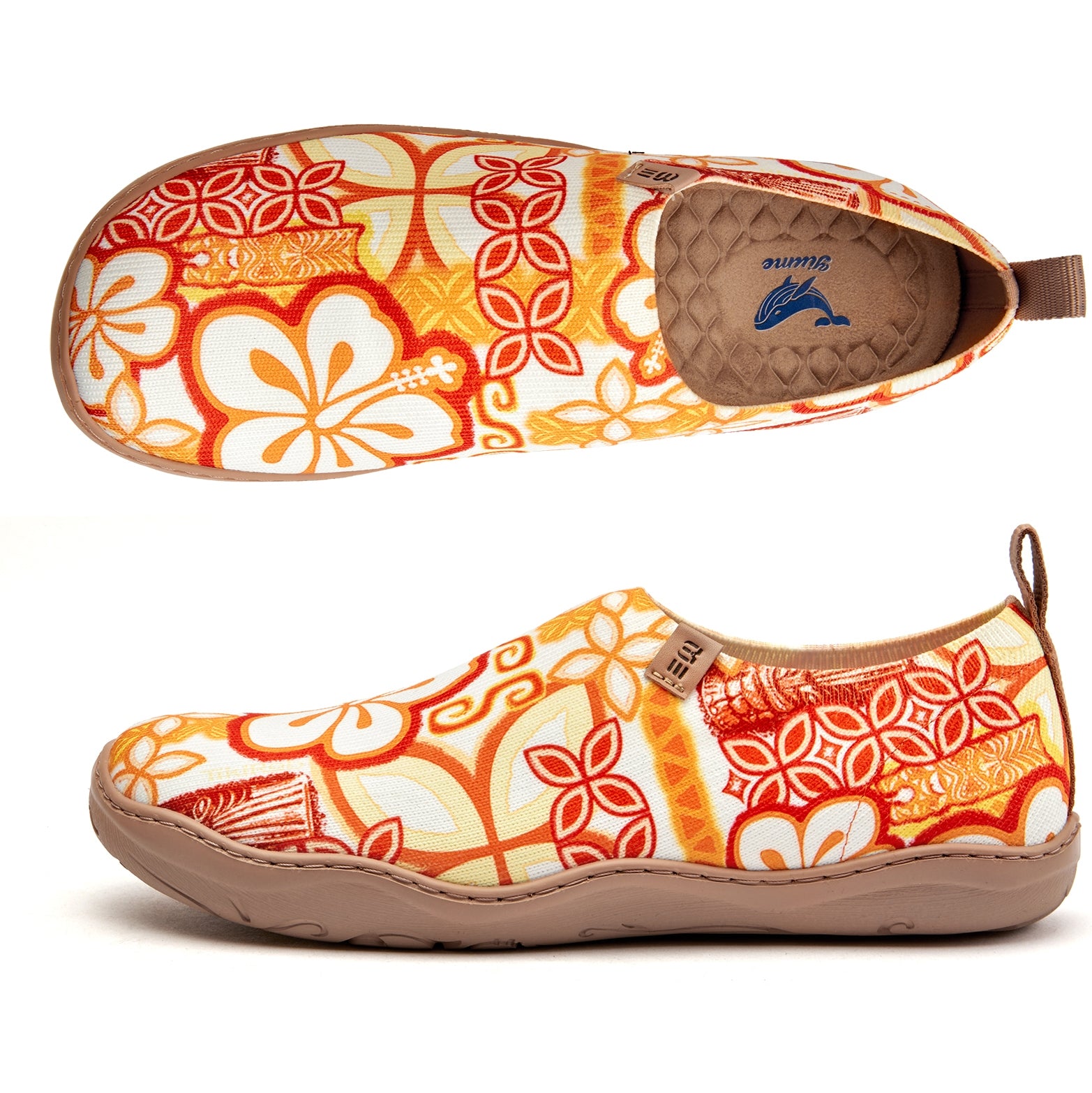 Tiki Print Women's Slip-On Shoes by TIKIROB, 100% Polyester Textured Yarn, Painted Canvas Sneakers