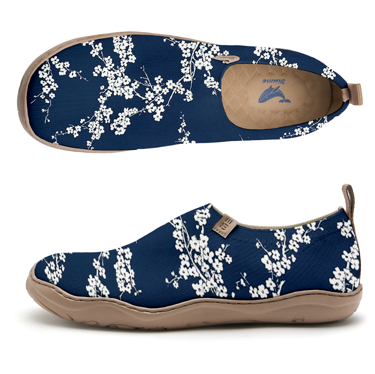 Yiume Women's Art Slip-On Shoes Comfortable Breathable Knit Casual Footwear,Blue And White Traditional Chinese Style