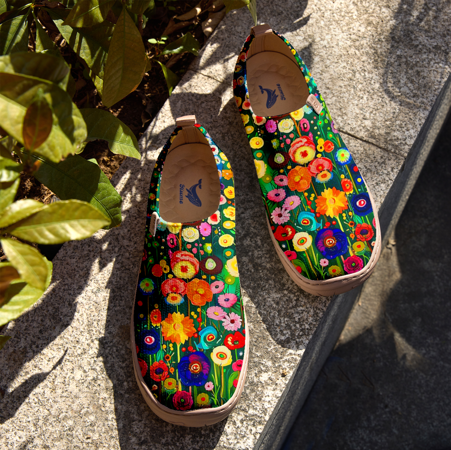 Green Polka Dot Floral Women's Shoes