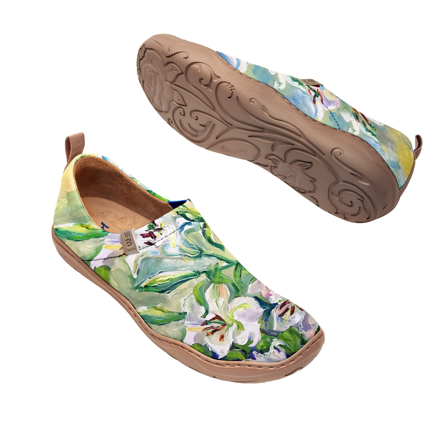 Yiume Women's Art Slip-On Casual Canvas Shoes Lily Painted,100% Cotton