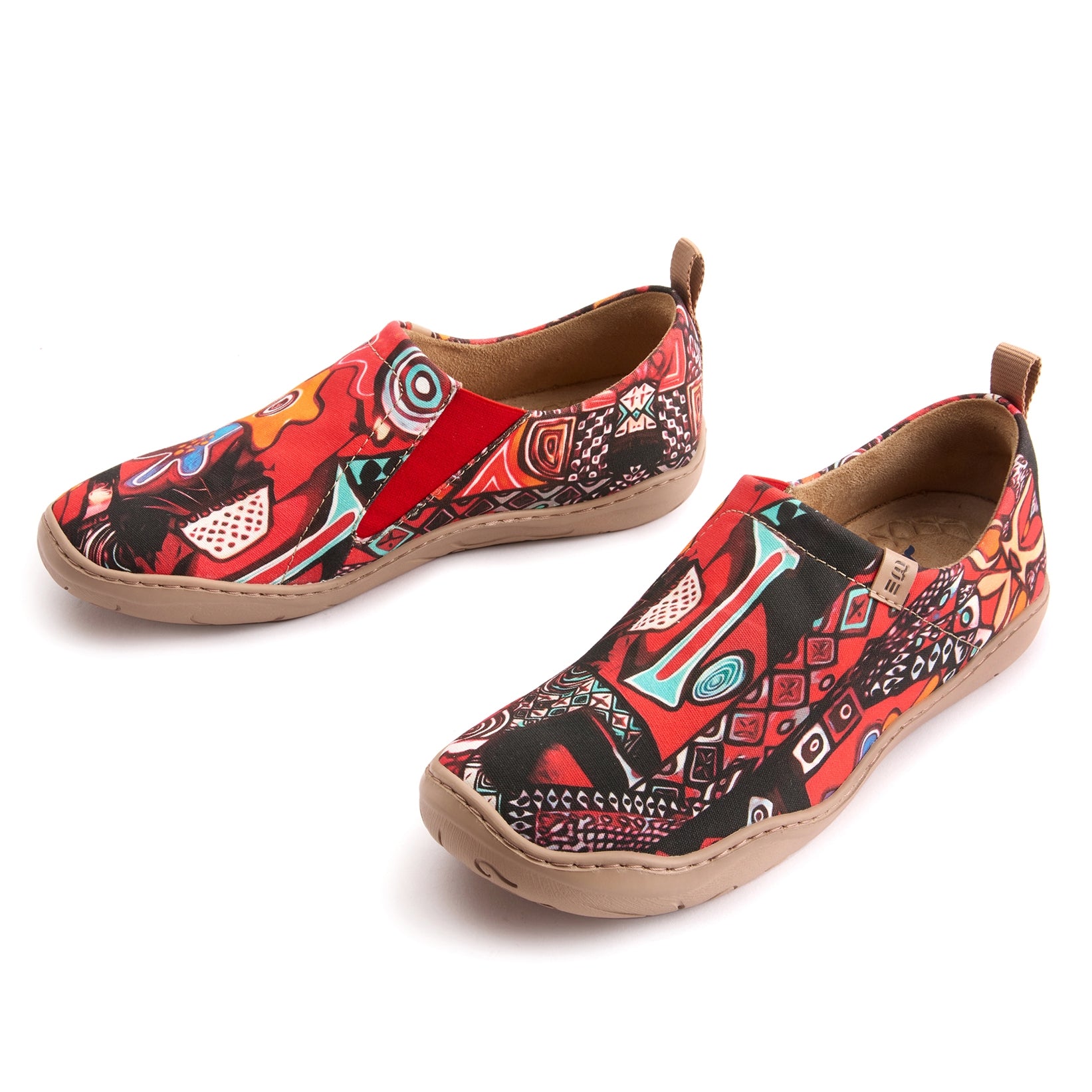 Abstract Artistry Statement Women's Slip-On Shoes, 100% Polyester Textured Yarn, Painted Canvas Sneakers