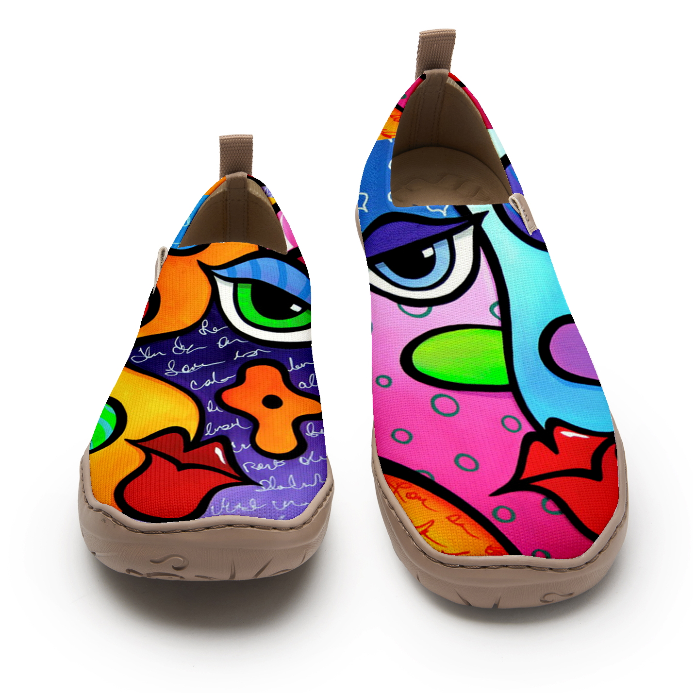 Vibrant Abstract Face Women's Shoes