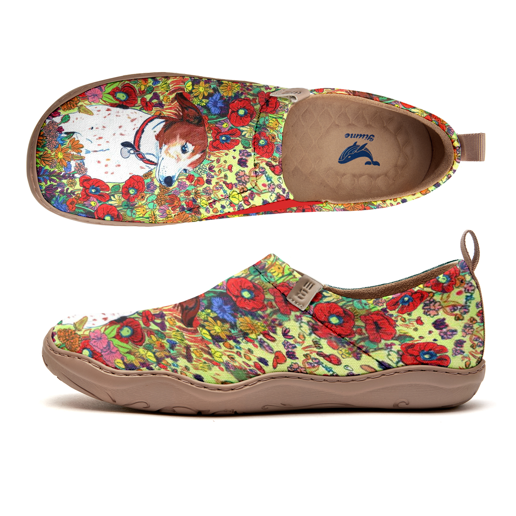 Yiume Women's Art Slip-On Casual Canvas Shoes Puppy Paradise Painted,100% Cotton